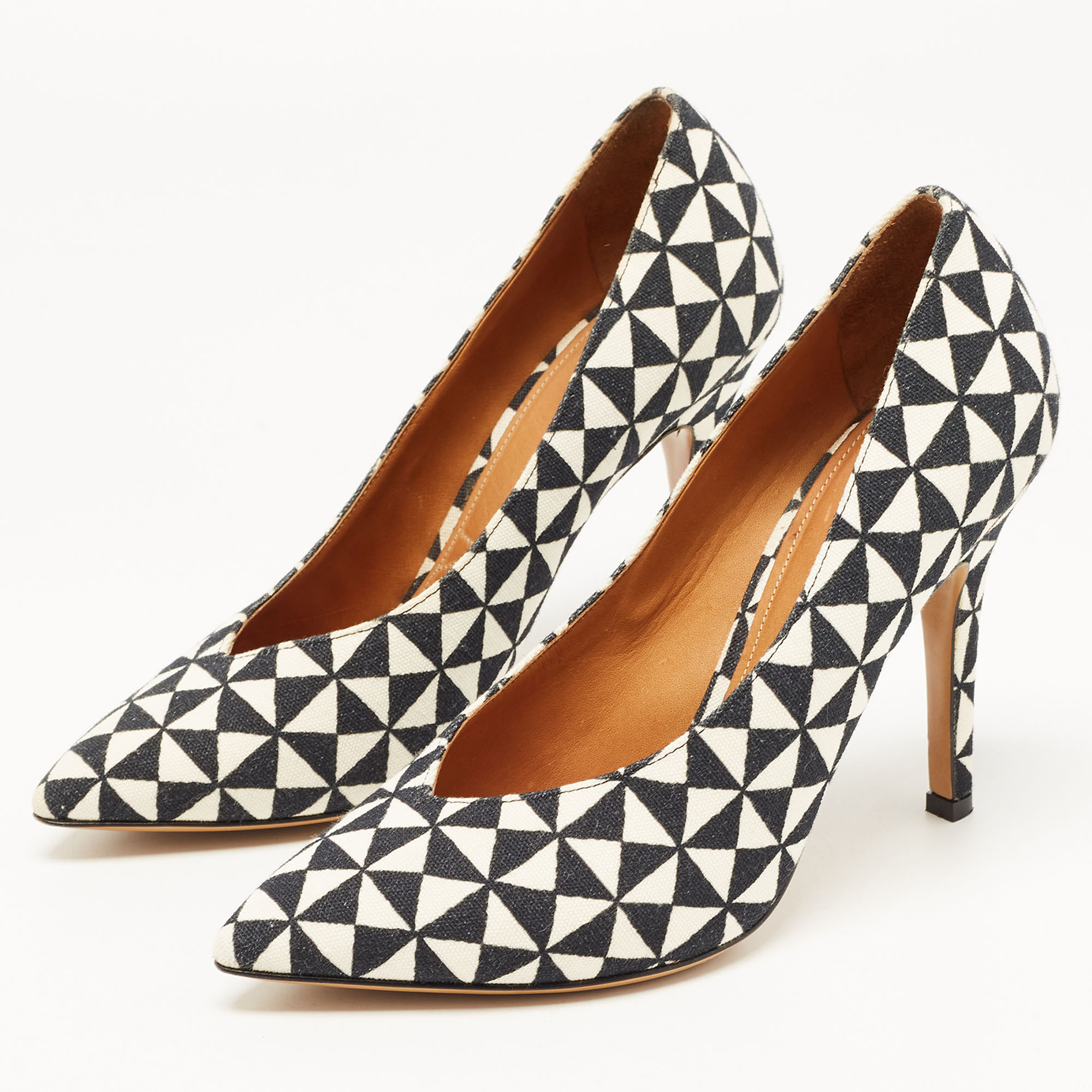 Isabel Marant Black/White Printed Canvas Pumps Size 38