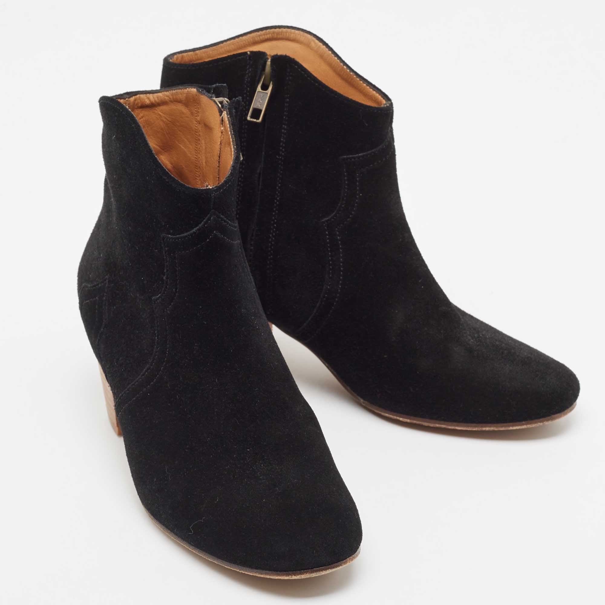 Isabel Marant Black Suede Dicker Ankle Boots  Size 36