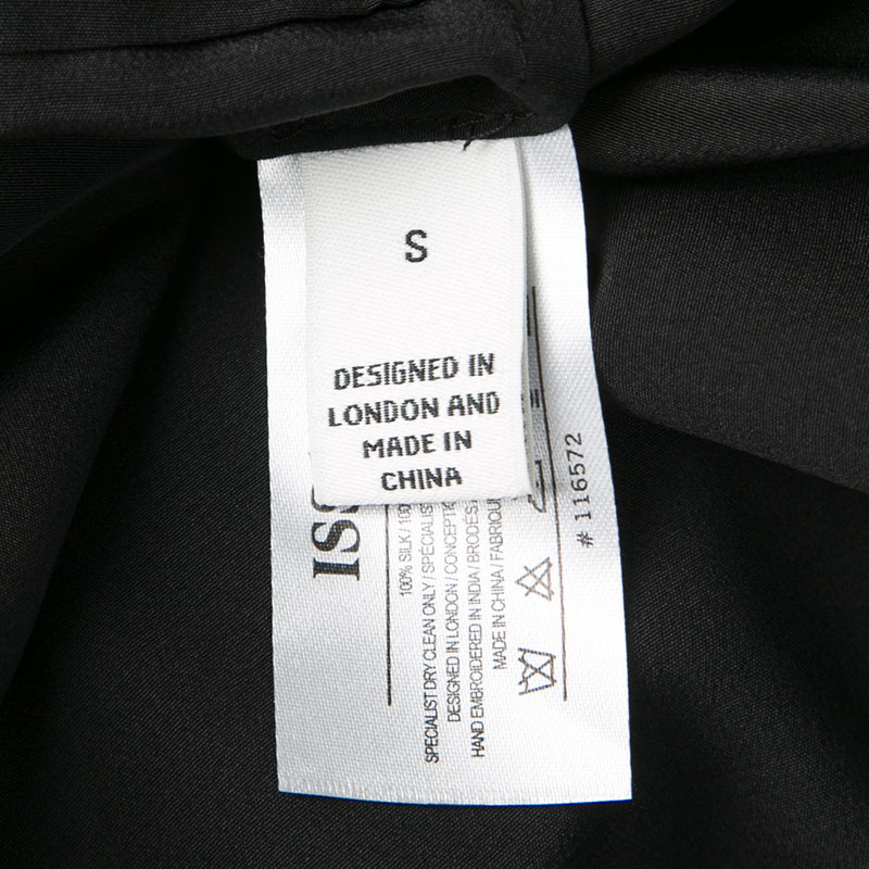 Issa Black Silk Embellished Organza Trim Oversized Tunic S