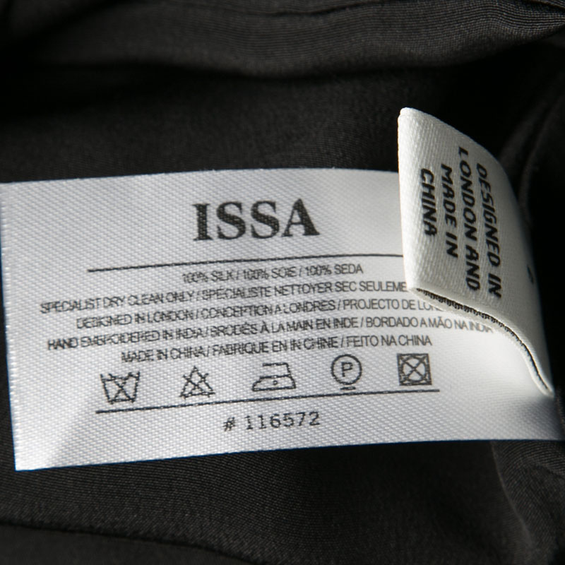 Issa Black Silk Embellished Organza Trim Oversized Tunic S