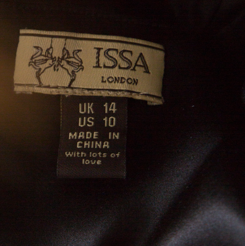 Issa Black Silk Puff Sleeve Front Bow Detail Short Dress L