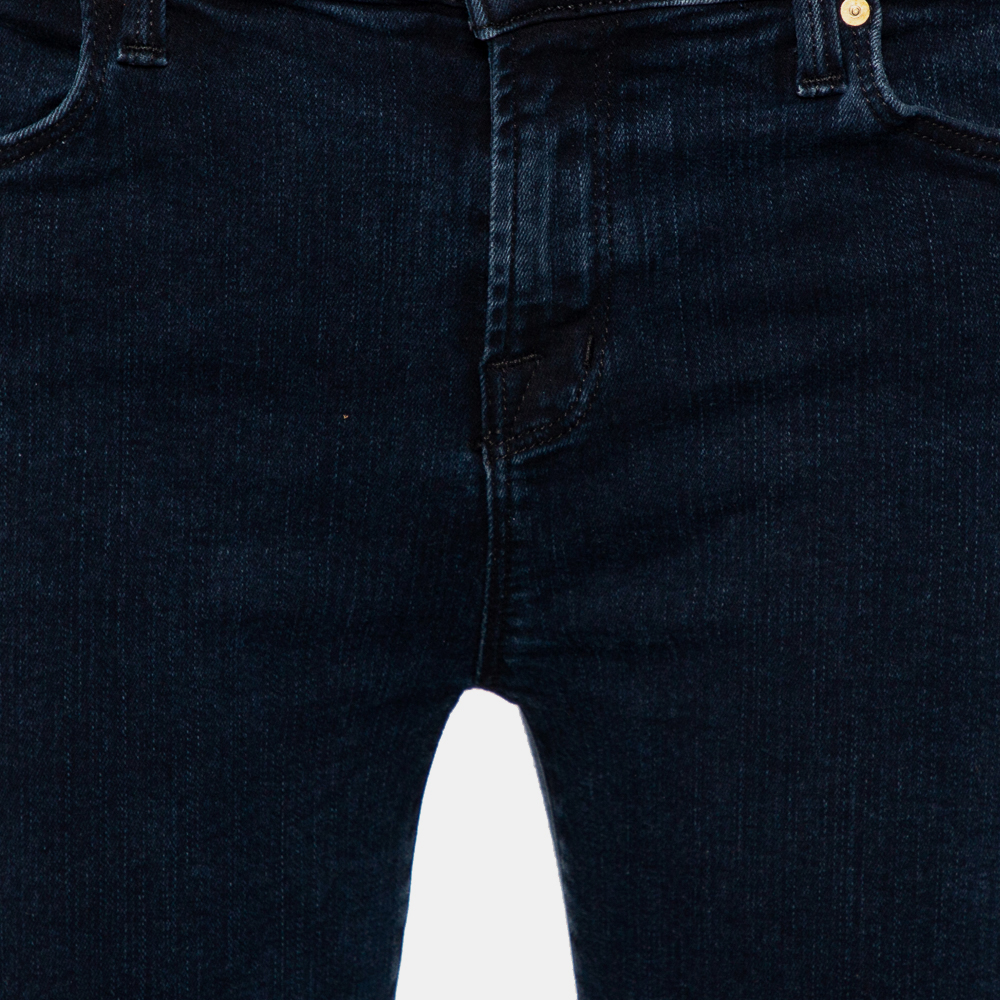 J Brand Navy Blue Denim Cropped Skinny Distressed Blue Mercy Jeans M