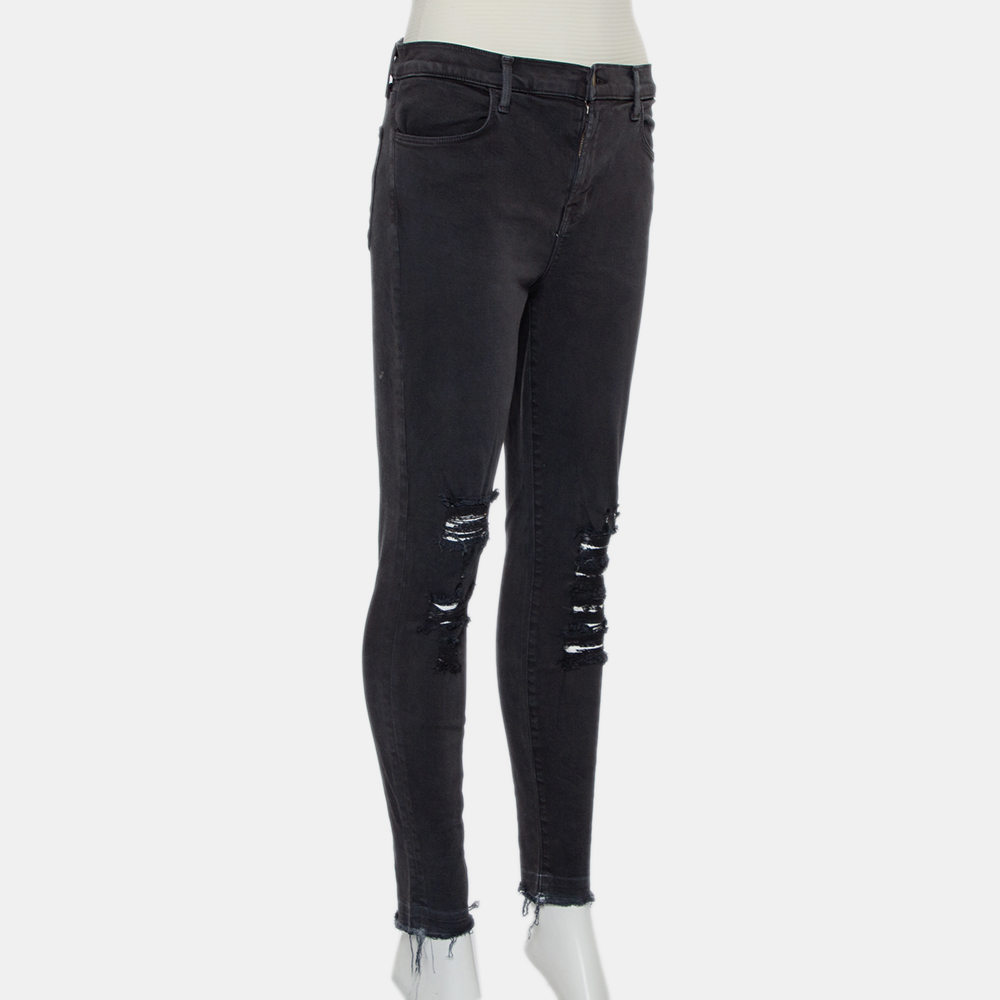 J Brand Dement Black Denim Distressed Alana Jeans M