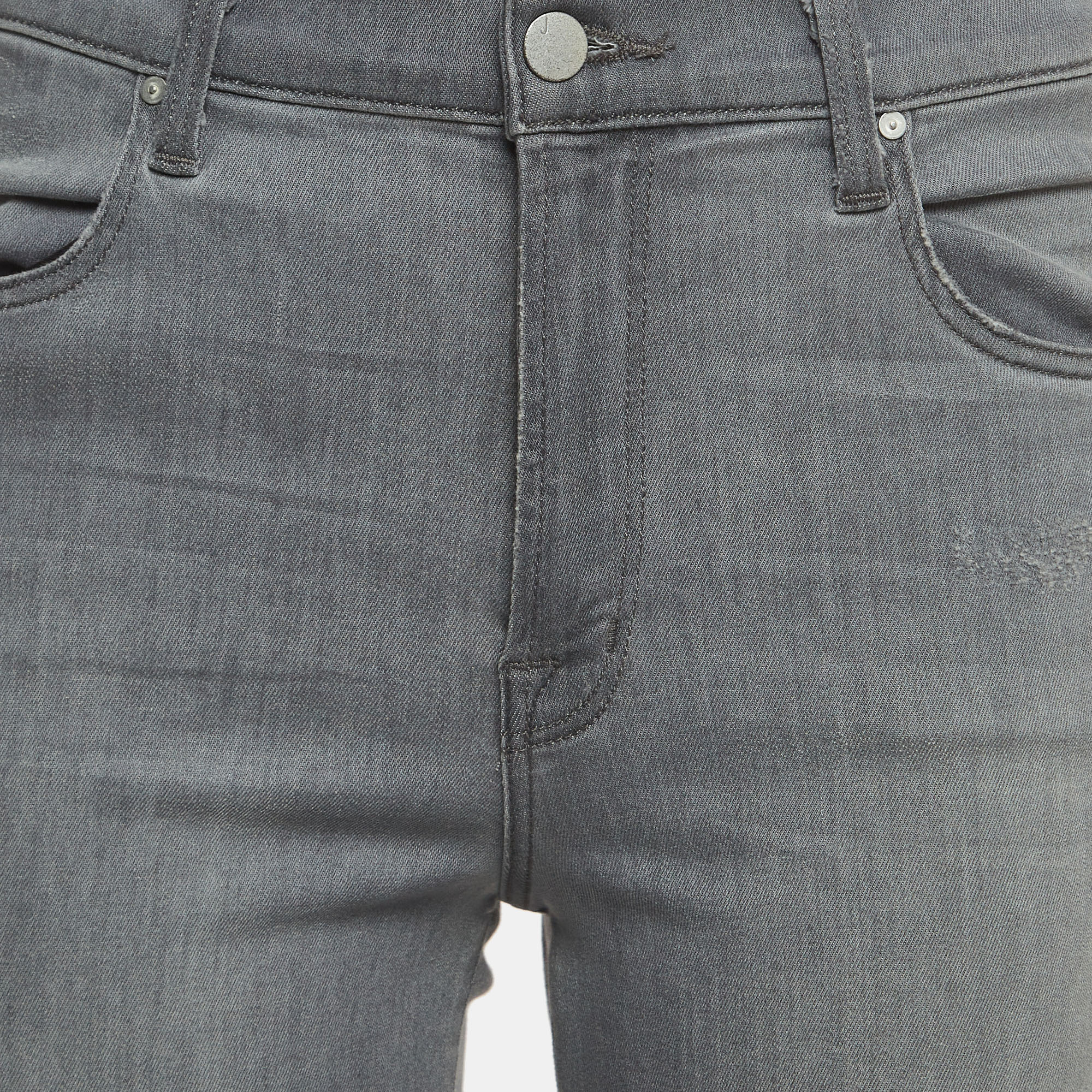 J Brand Grey Ripped Denim Distressed Hem Skinny Jeans M Waist 29