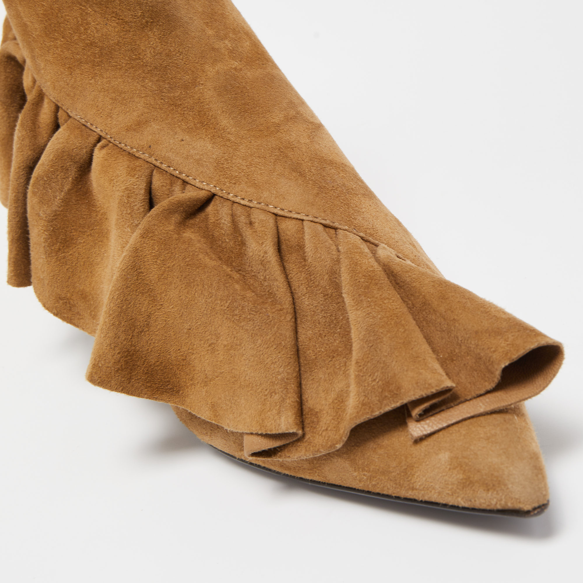 J.W.Anderson Brown Suede Ruffle Boots Size 36