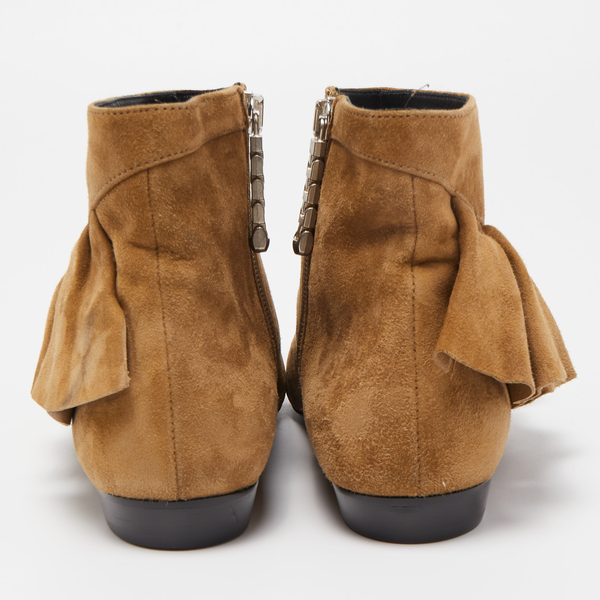 J.W.Anderson Brown Suede Ruffle Boots Size 36