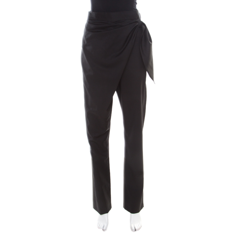 Image of J.W.Anderson Black Wool Draped Crossover Front Detail Pants M
