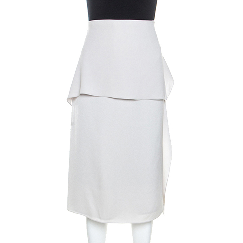 Image of J.W Anderson Stone Grey Crepe Wave Drape Midi Skirt S