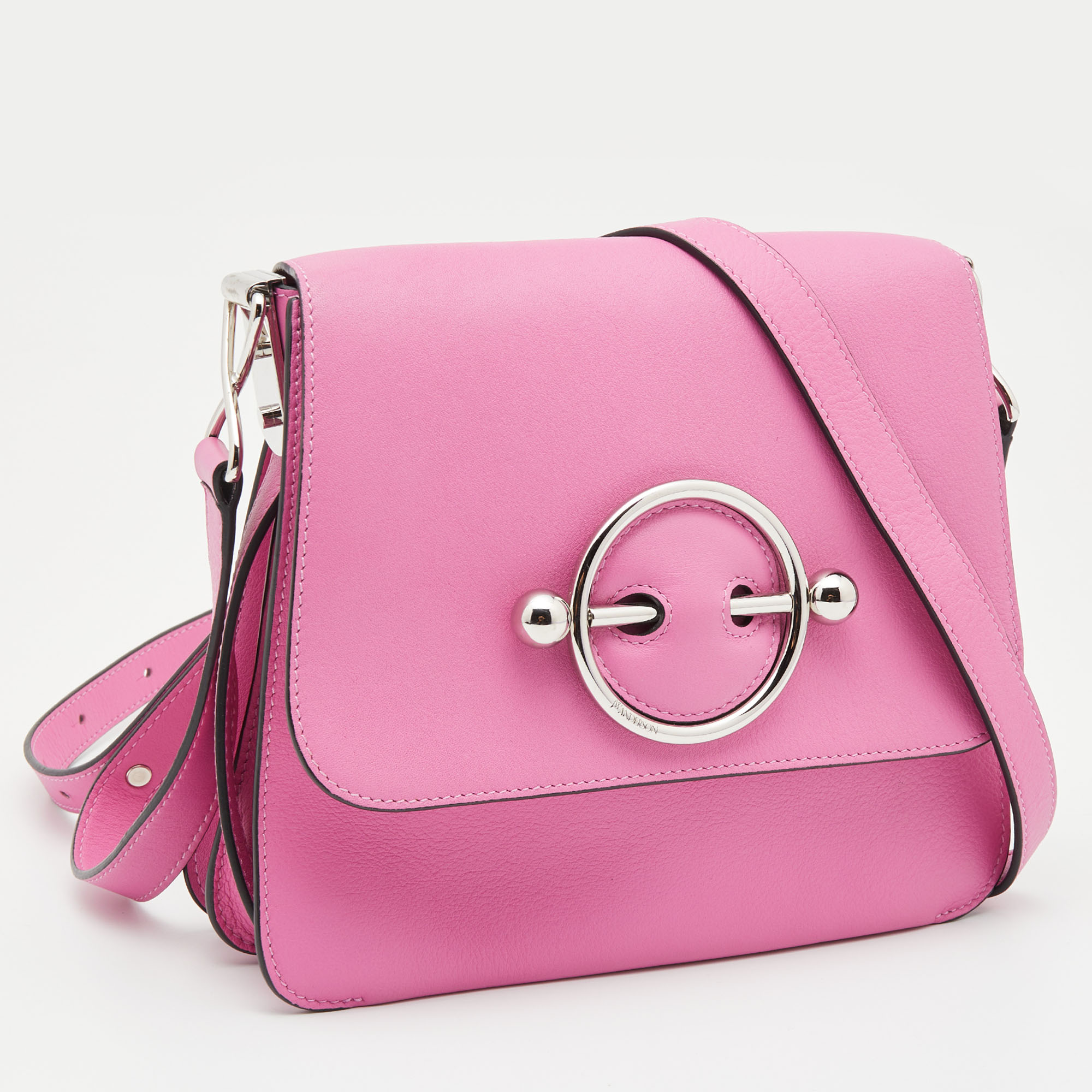 J.W.Anderson Pink Leather Disc Crossbody Bag