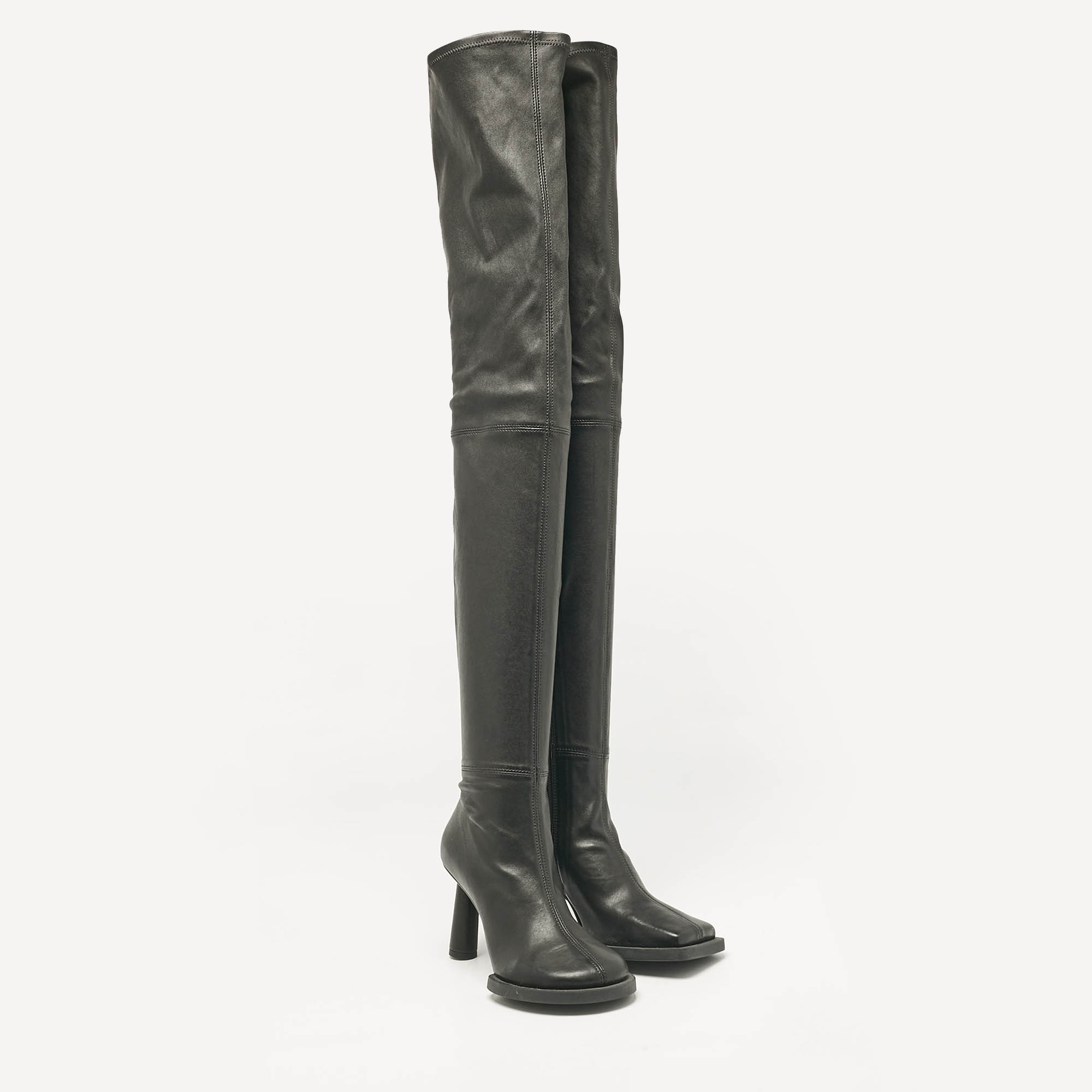 Jacquemus Black Leather Over The Knee Boots Size 38