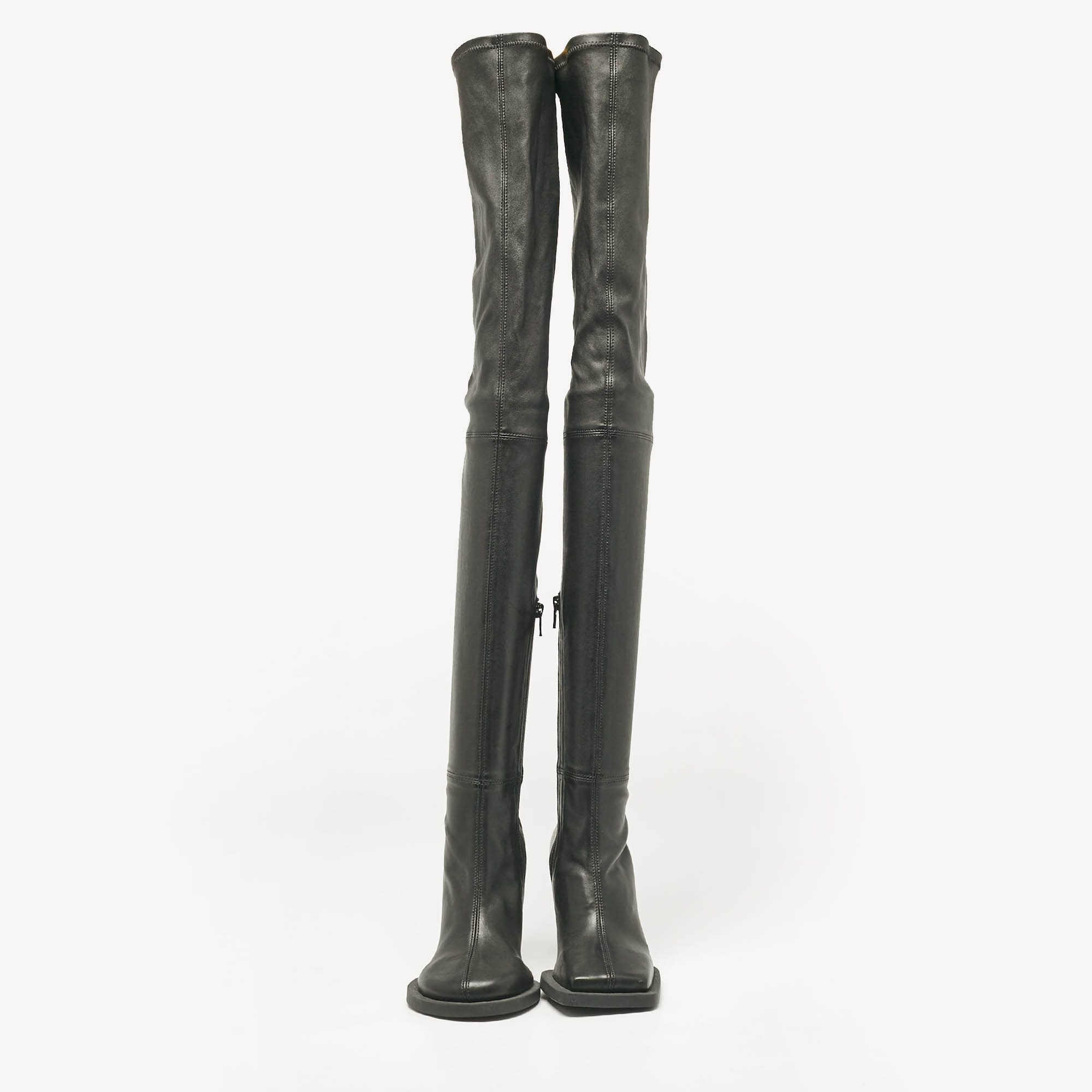 Jacquemus Black Leather Over The Knee Boots Size 38