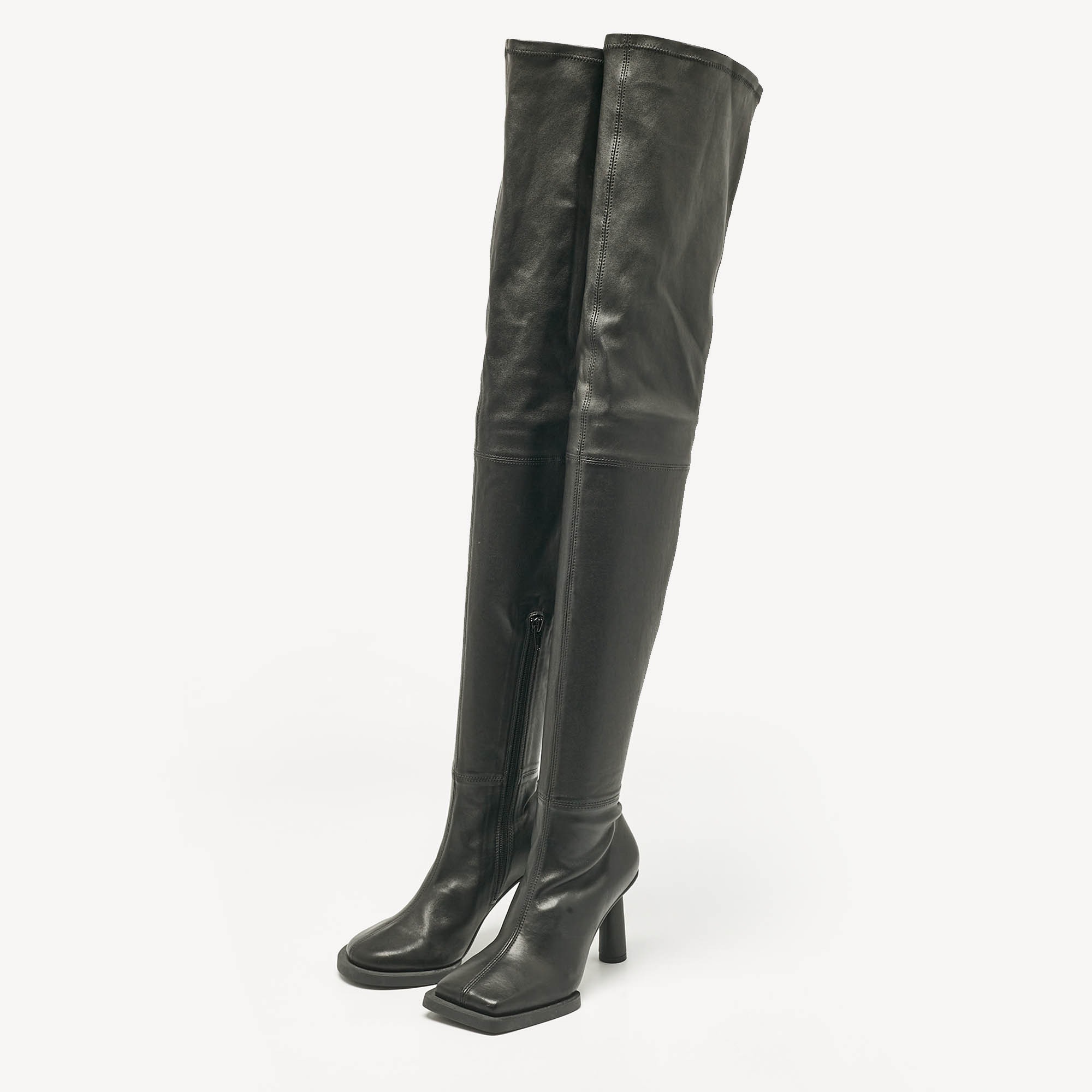 Jacquemus Black Leather Over The Knee Boots Size 38