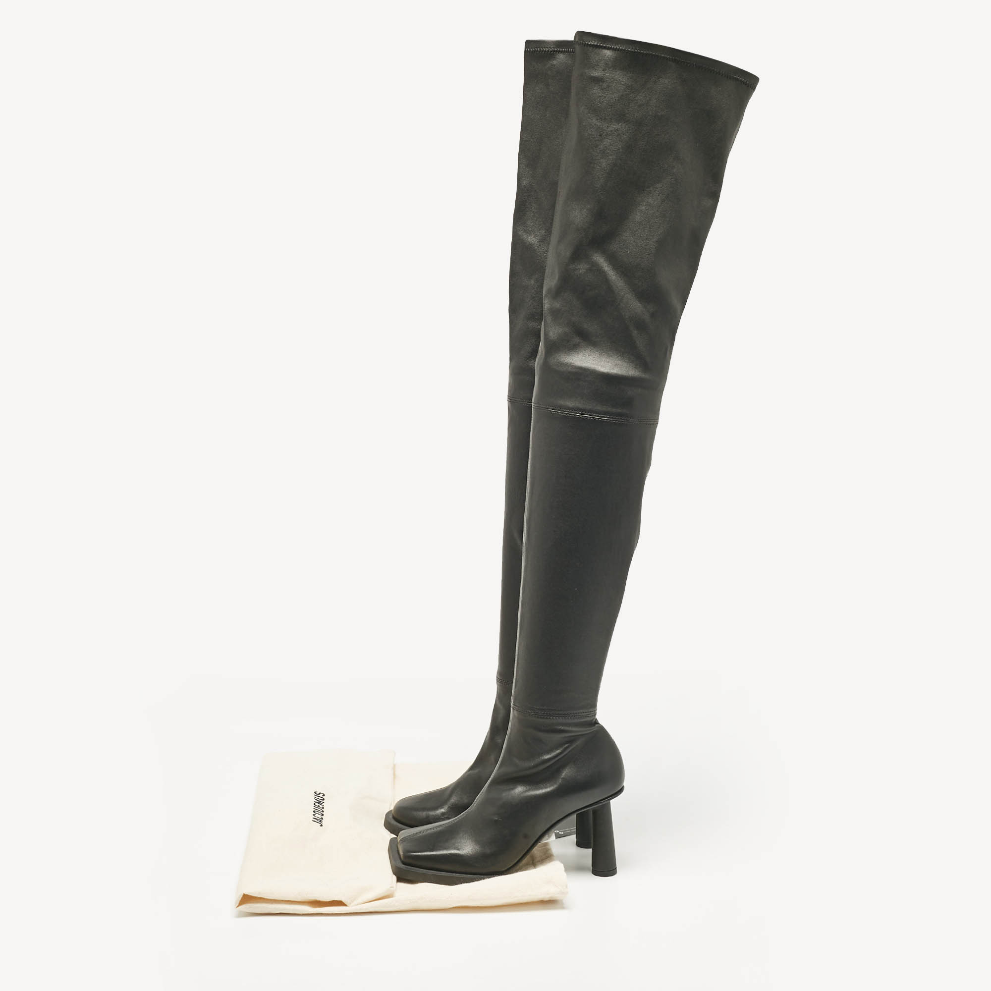 Jacquemus Black Leather Over The Knee Boots Size 38