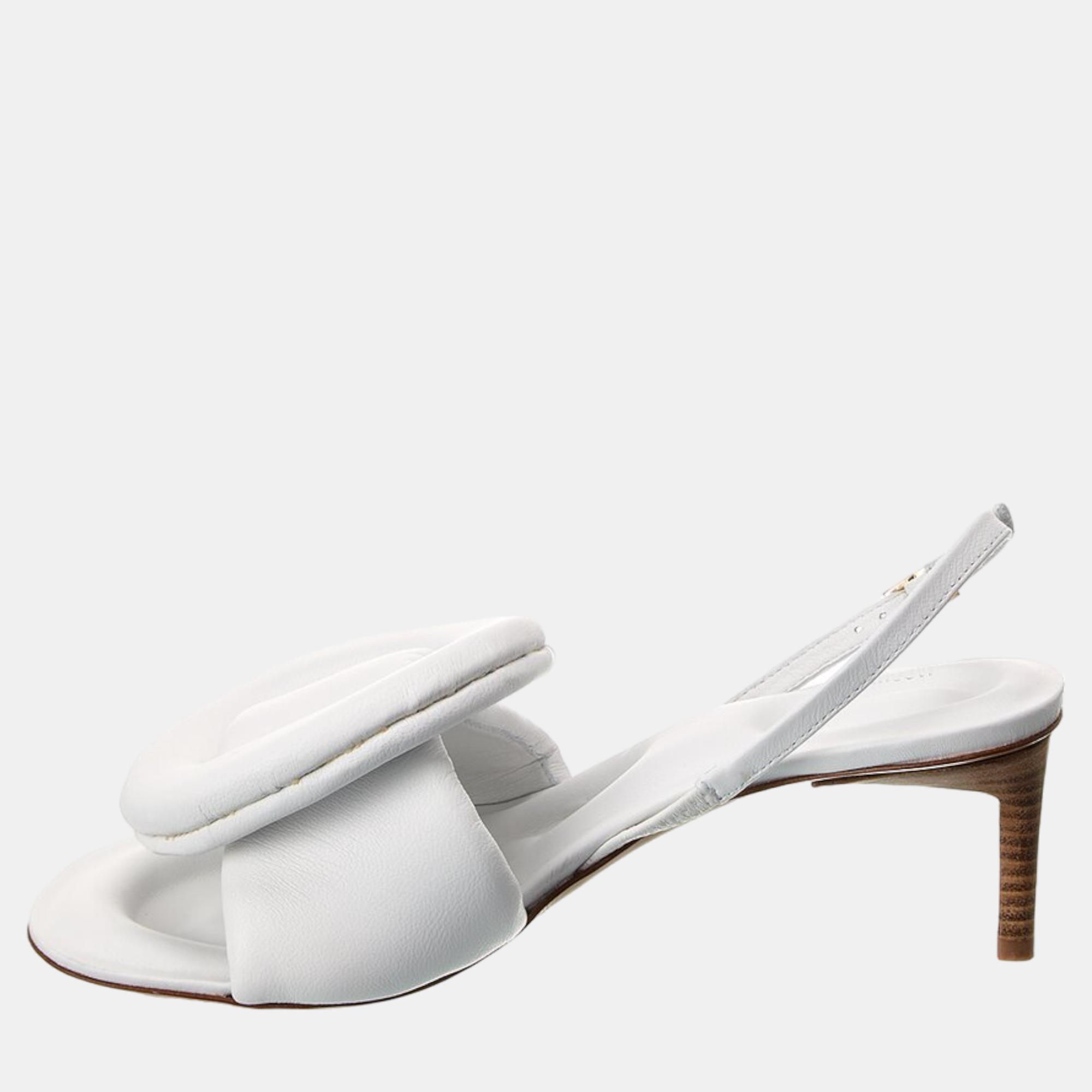 Jacquemus White Leather Sandals EU 36