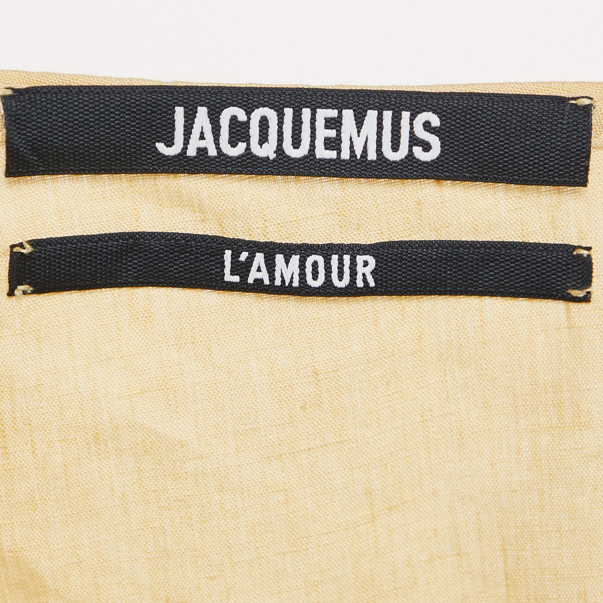 Jacquemus Yellow Linen Drape Style La Jupe Pencil Skirt