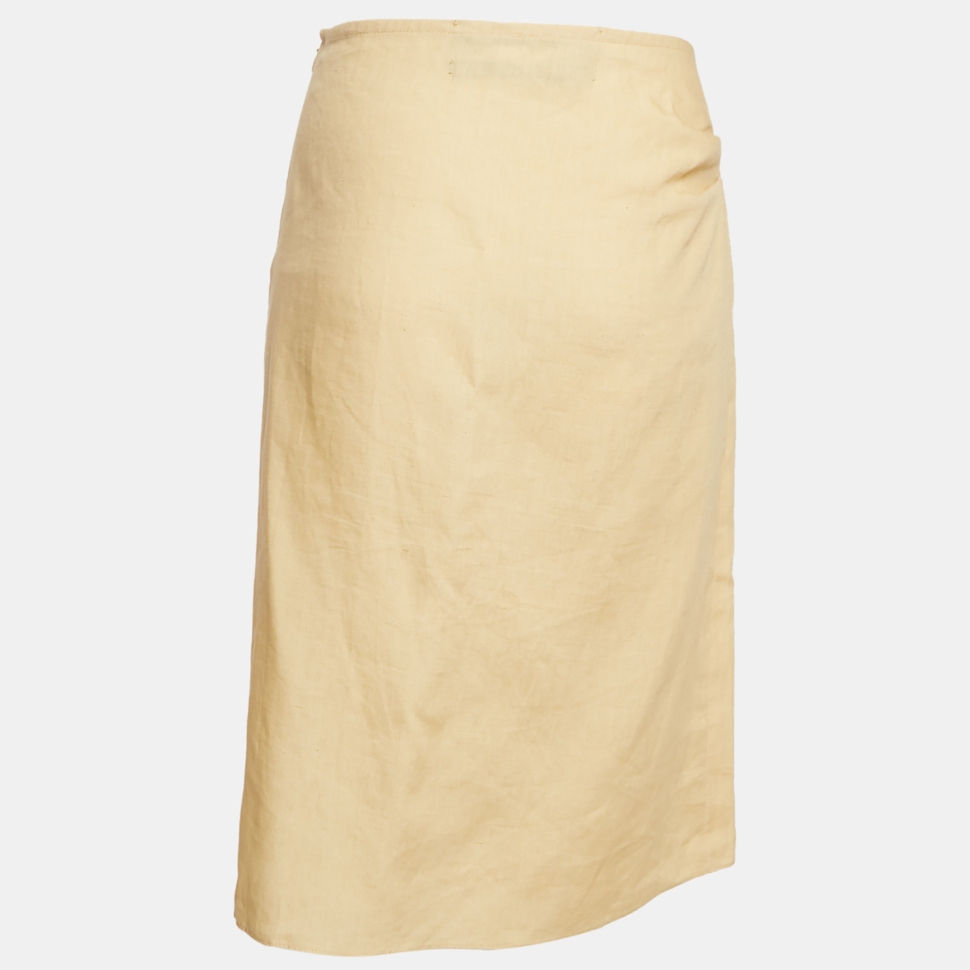 Jacquemus Yellow Linen Drape Style La Jupe Pencil Skirt