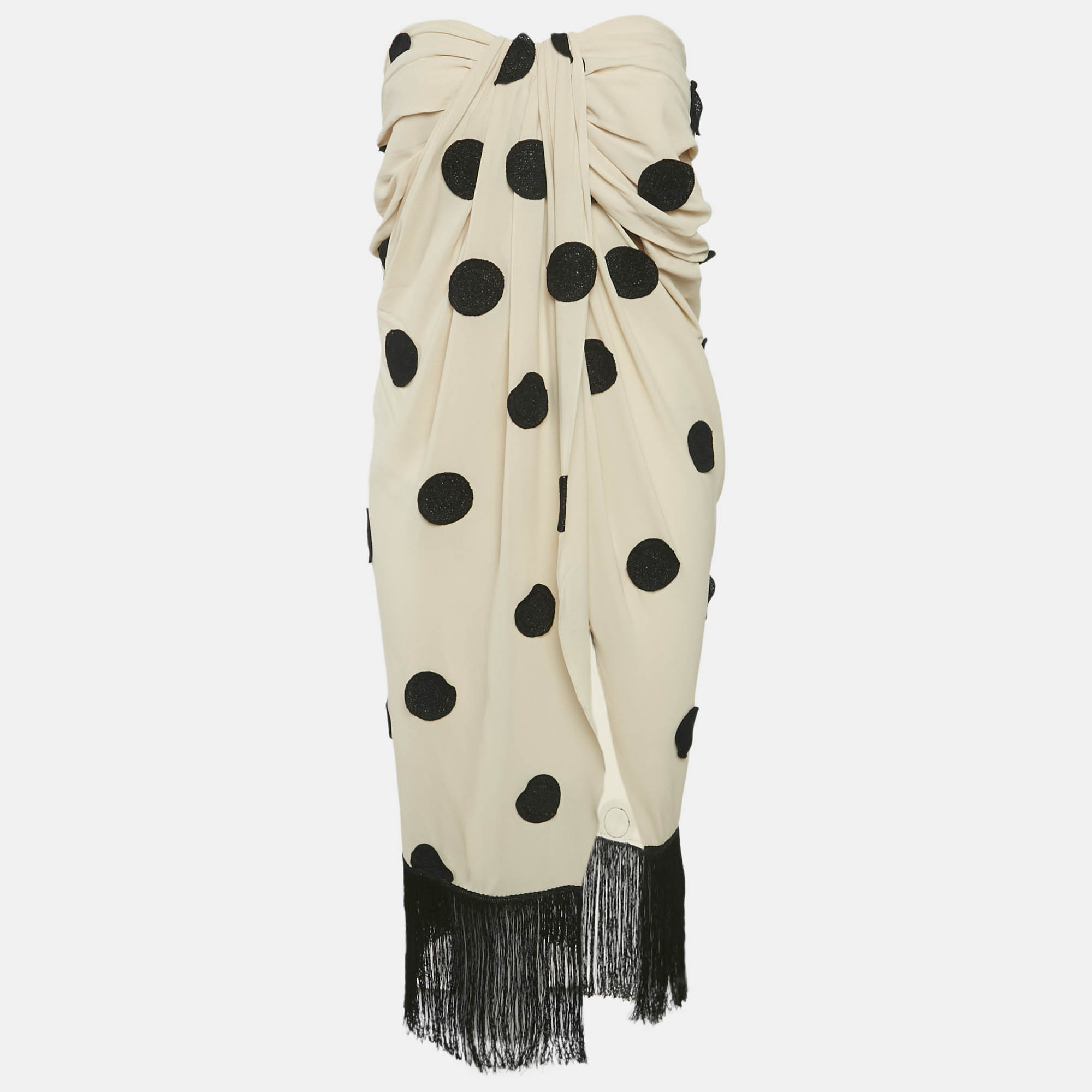 Jacquemus Light Beige Polka Dot Applique Detail Crepe Fringed Long Skirt L
Jacquemus Light Beige Polka Dot Applique Detail Crepe Fringed Long Skirt L