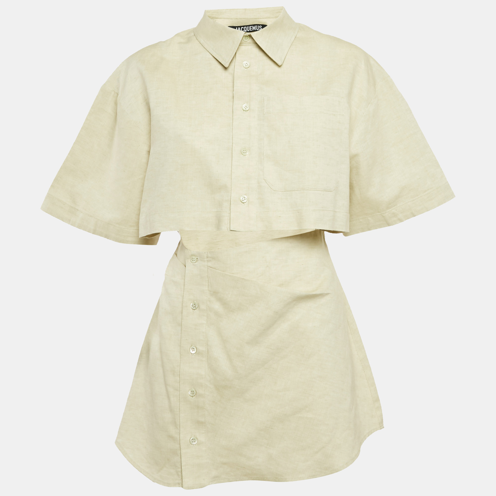 Jacquemus Light Green Cotton and Linen Button Front Cut-Out Mini Dress L
Jacquemus Light Green Cotton and Linen Button Front Cut-Out Mini Dress L