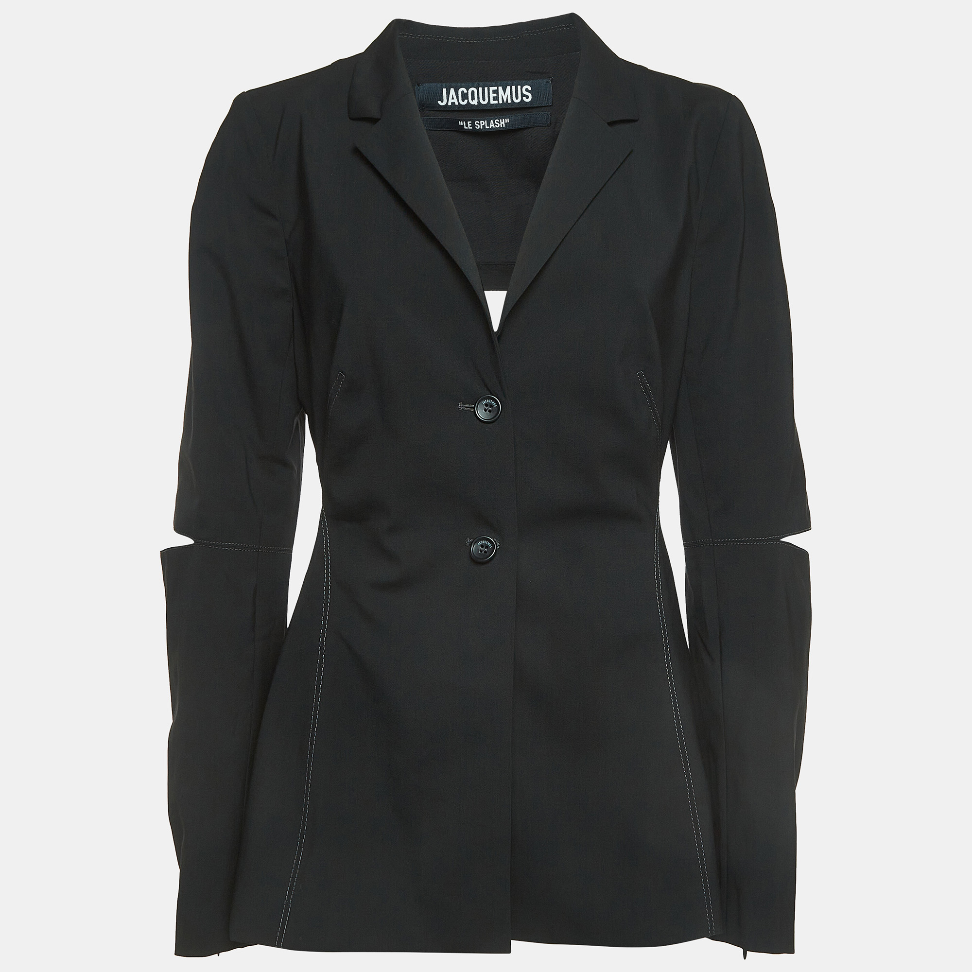 Jacquemus Black Wool Blend Cut-Out Detail Single Breasted Blazer L