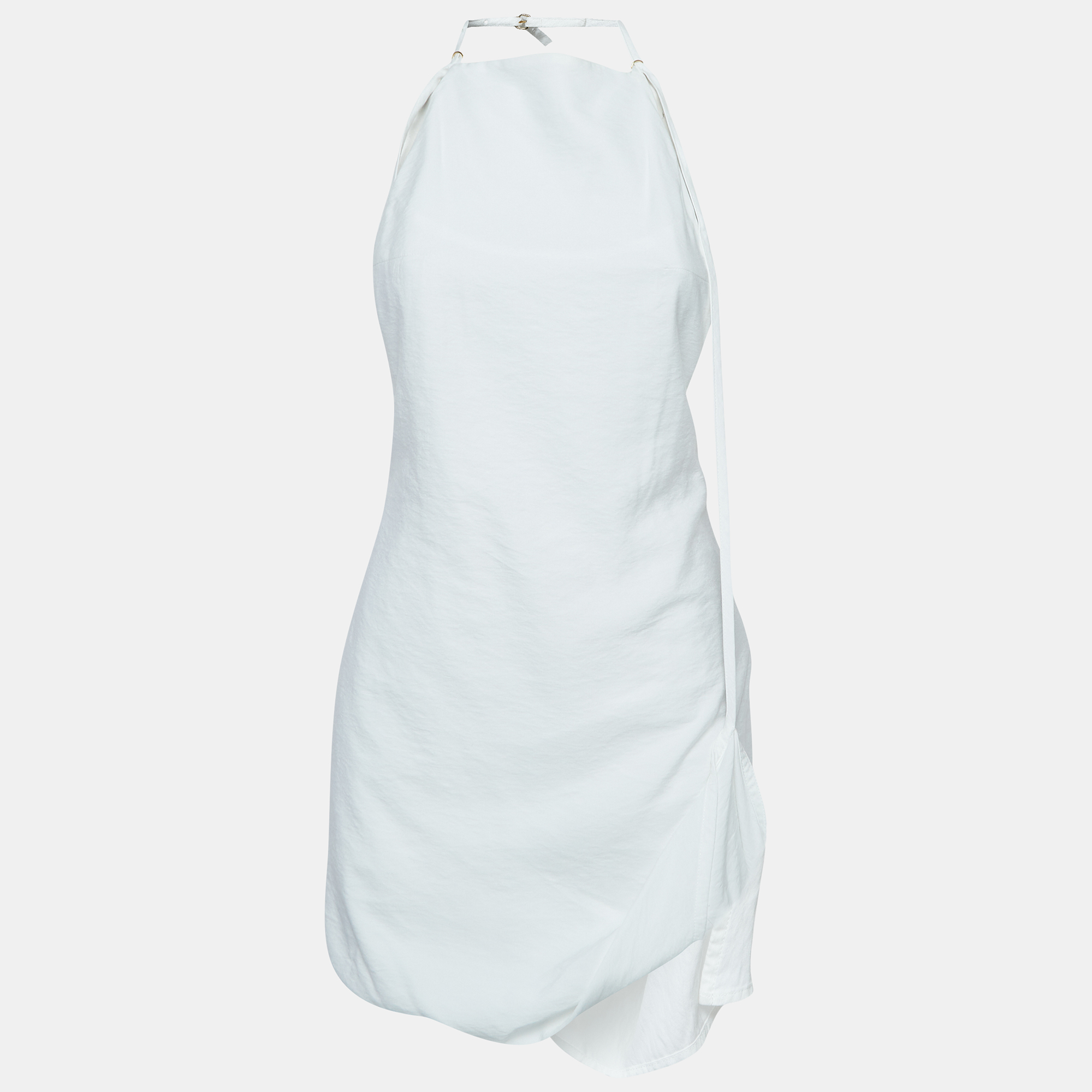 Jacquemus white lannee 97 poplin asymmetric mini dress s