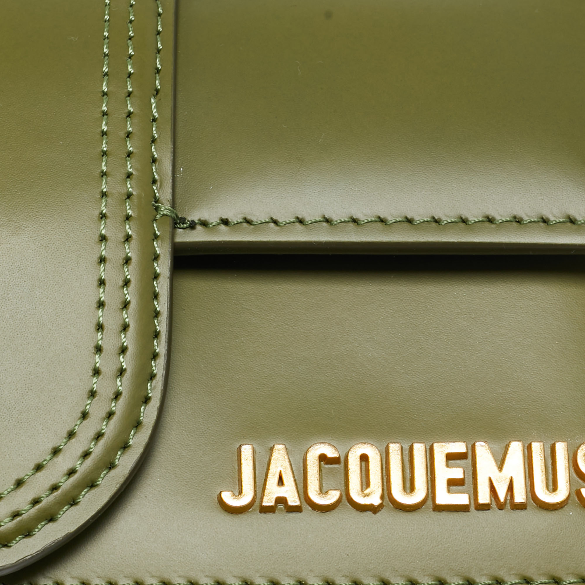 Jacquemus Olive Green Leather Le Bambino Top Handle Bag