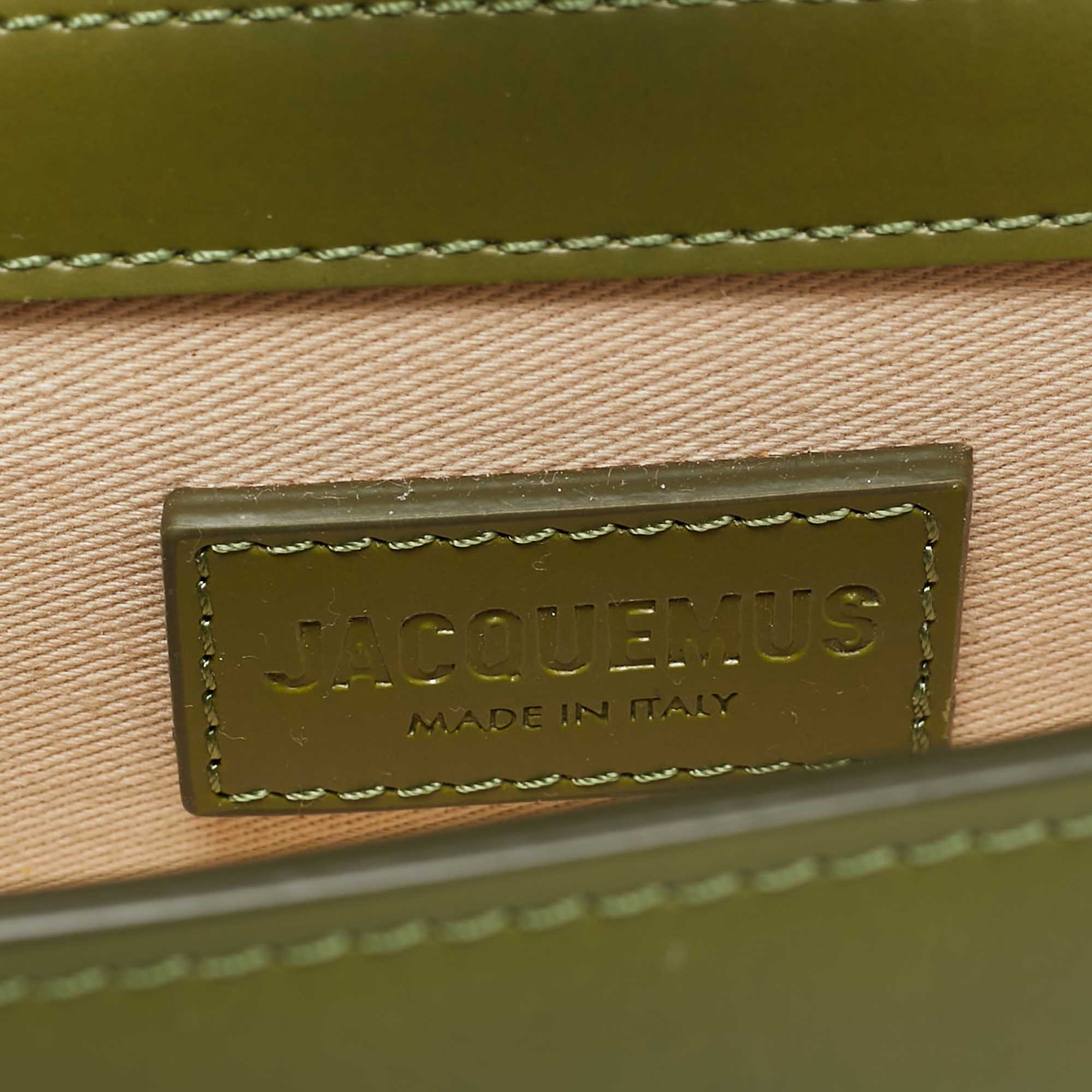 Jacquemus Olive Green Leather Le Bambino Top Handle Bag