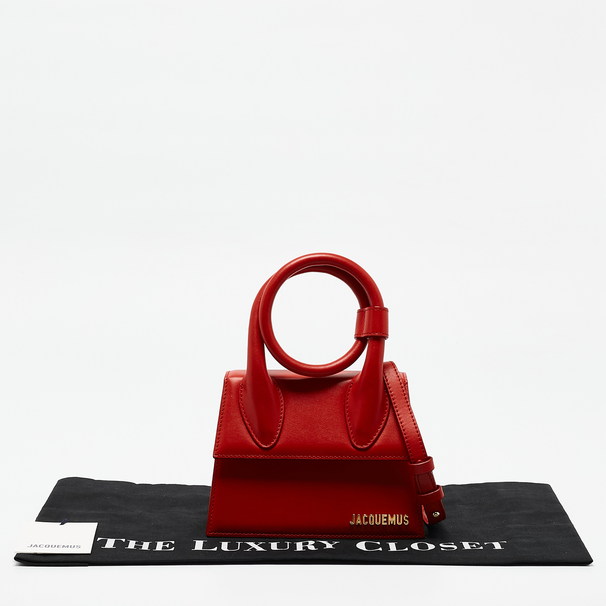 Jacquemus Red Leather Le Chiquito Noeud Top Handle Bag