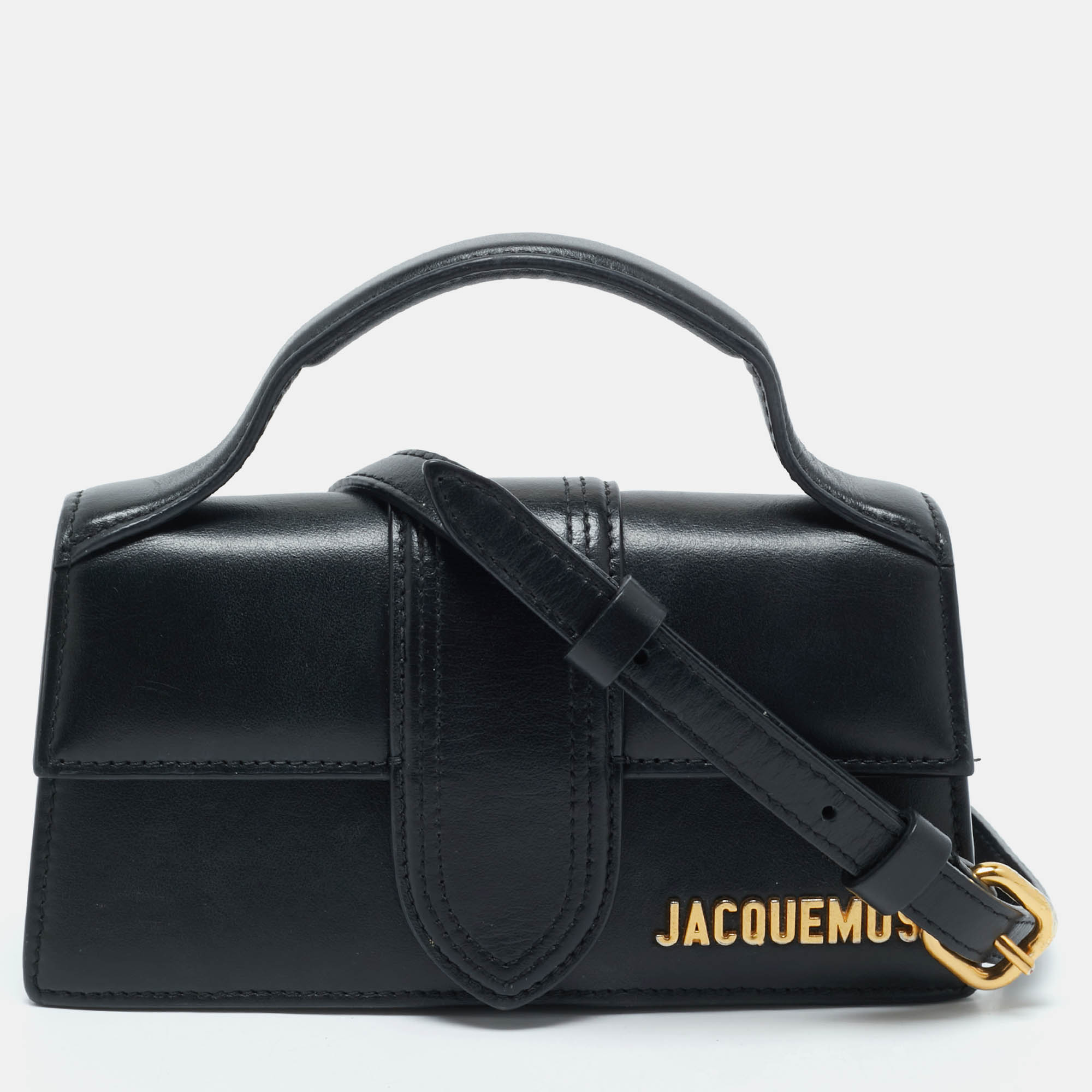 Jacquemus Black Leather Mini Le Bambino Top Handle Bag.