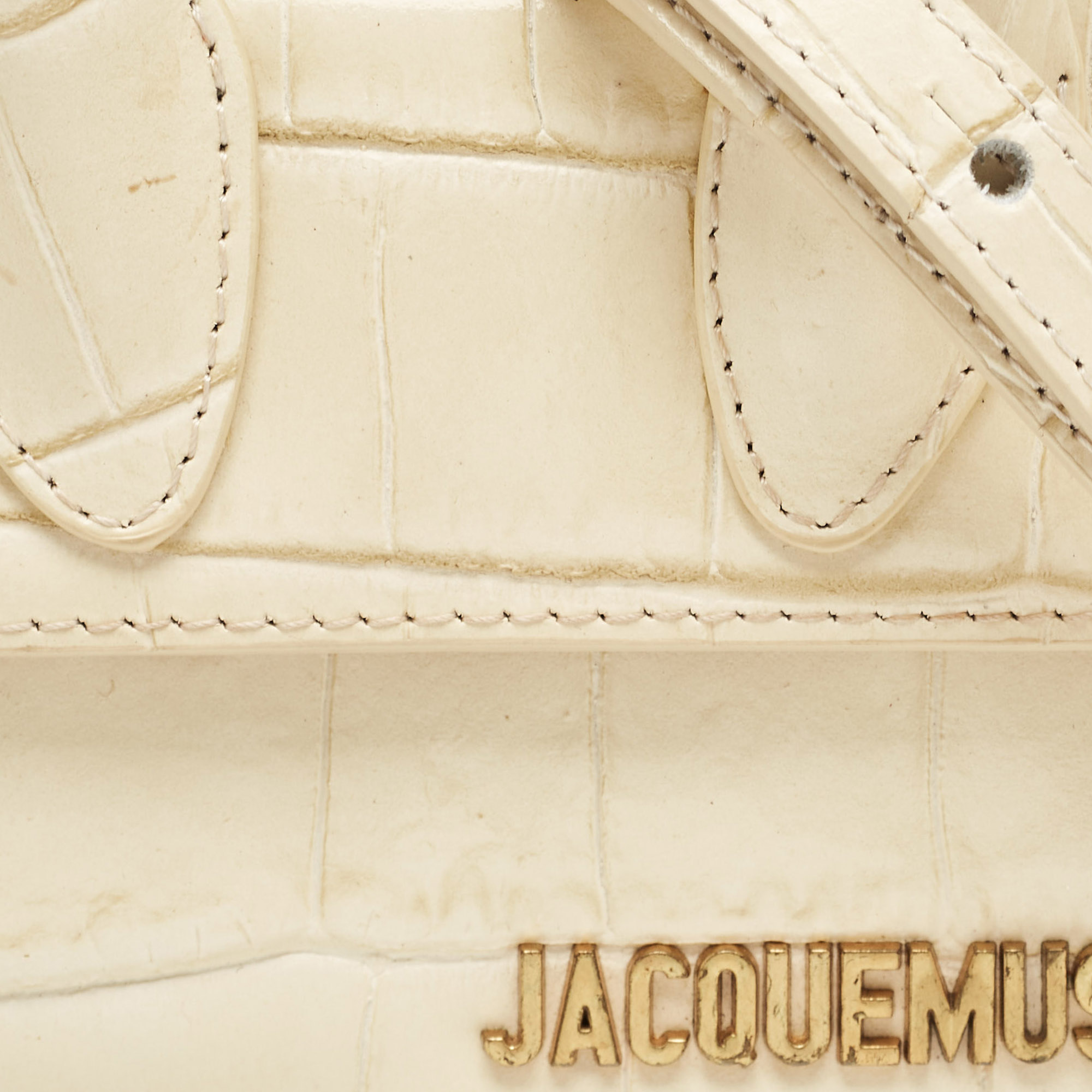 Jacquemus Cream Croc Embossed Leather Le Chiquito Mini Bag