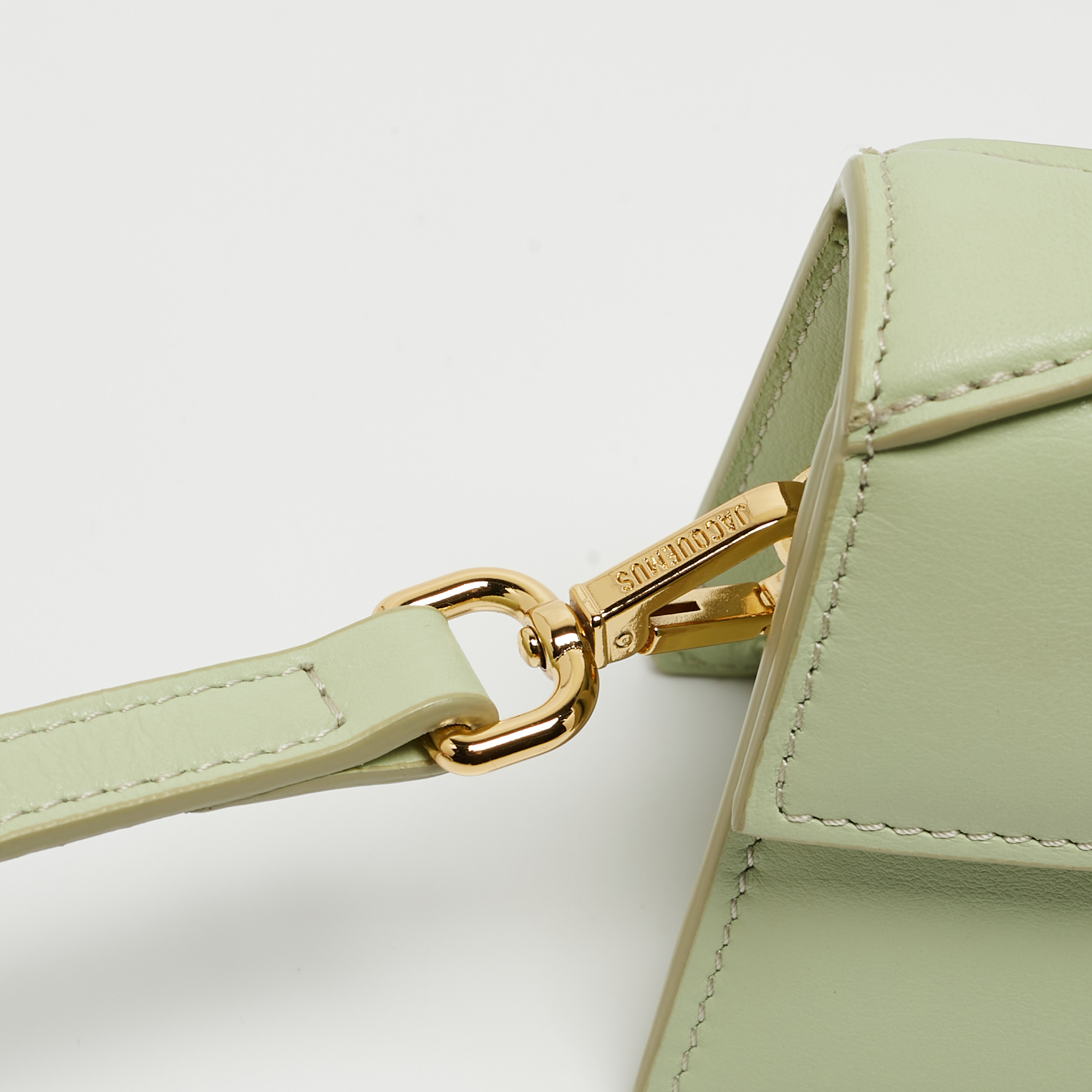 Jacquemus Pale Green Leather Le Bambino Mini Top Handle Bag.