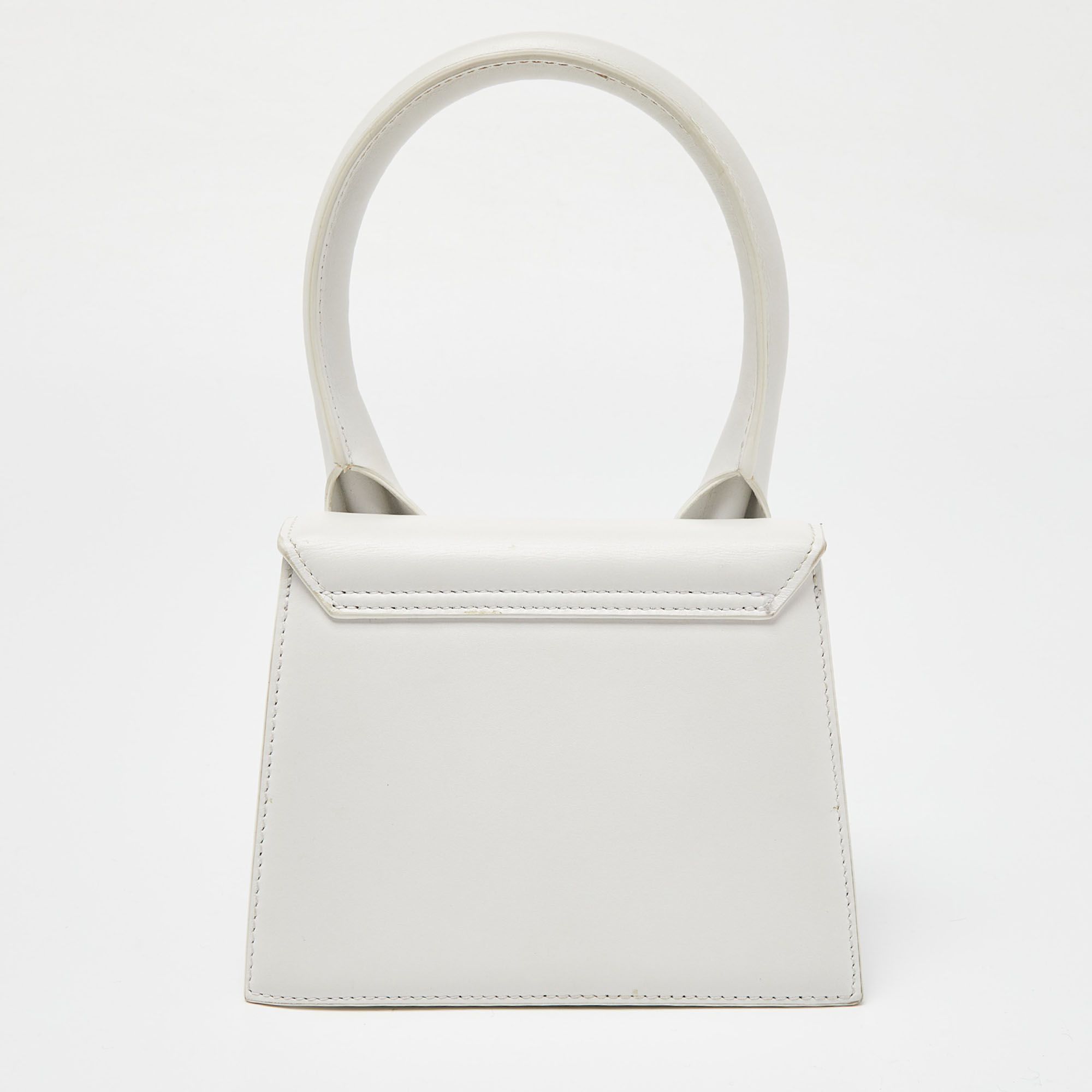 Jacquemus White Leather Le Chiquito Moyen Top Handle Bag