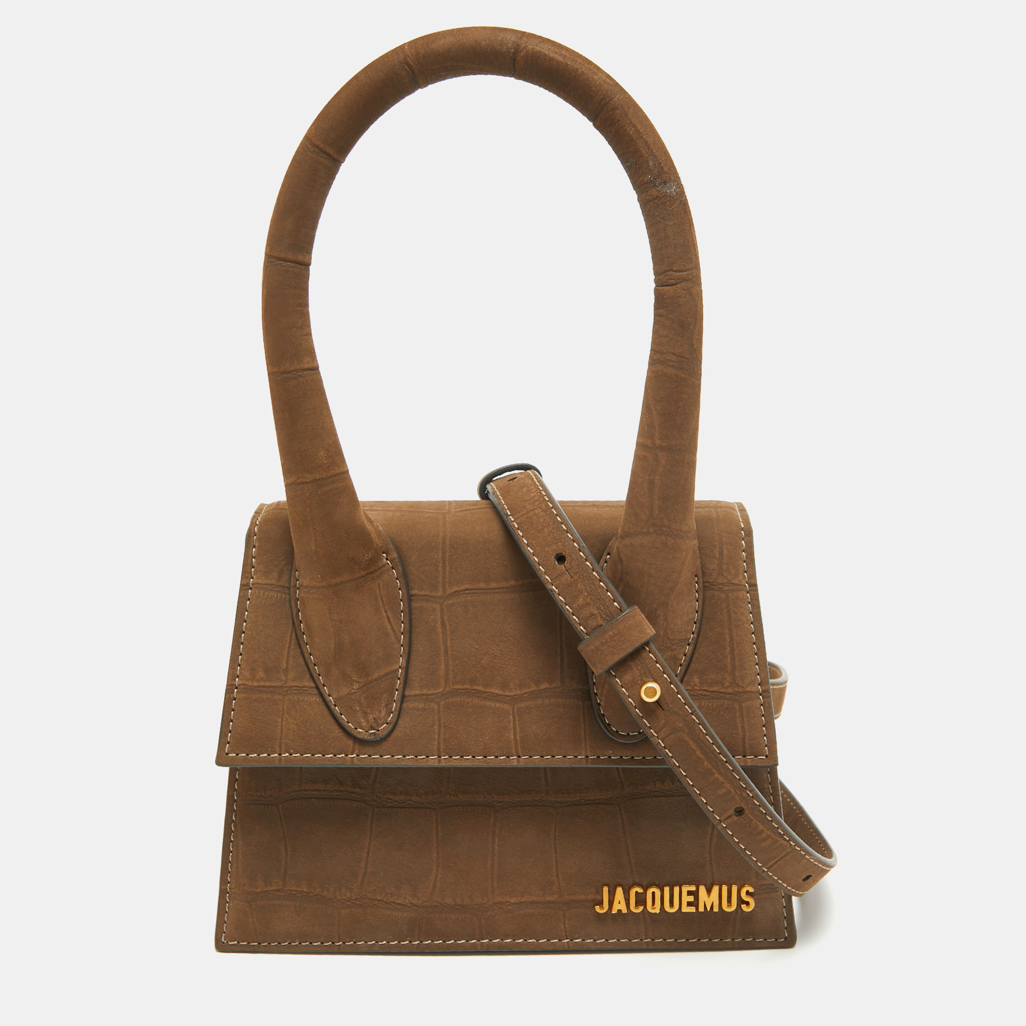 

Jacquemus Brown Nubuck Leather Le Chiquito Moyen Top Handle Bag