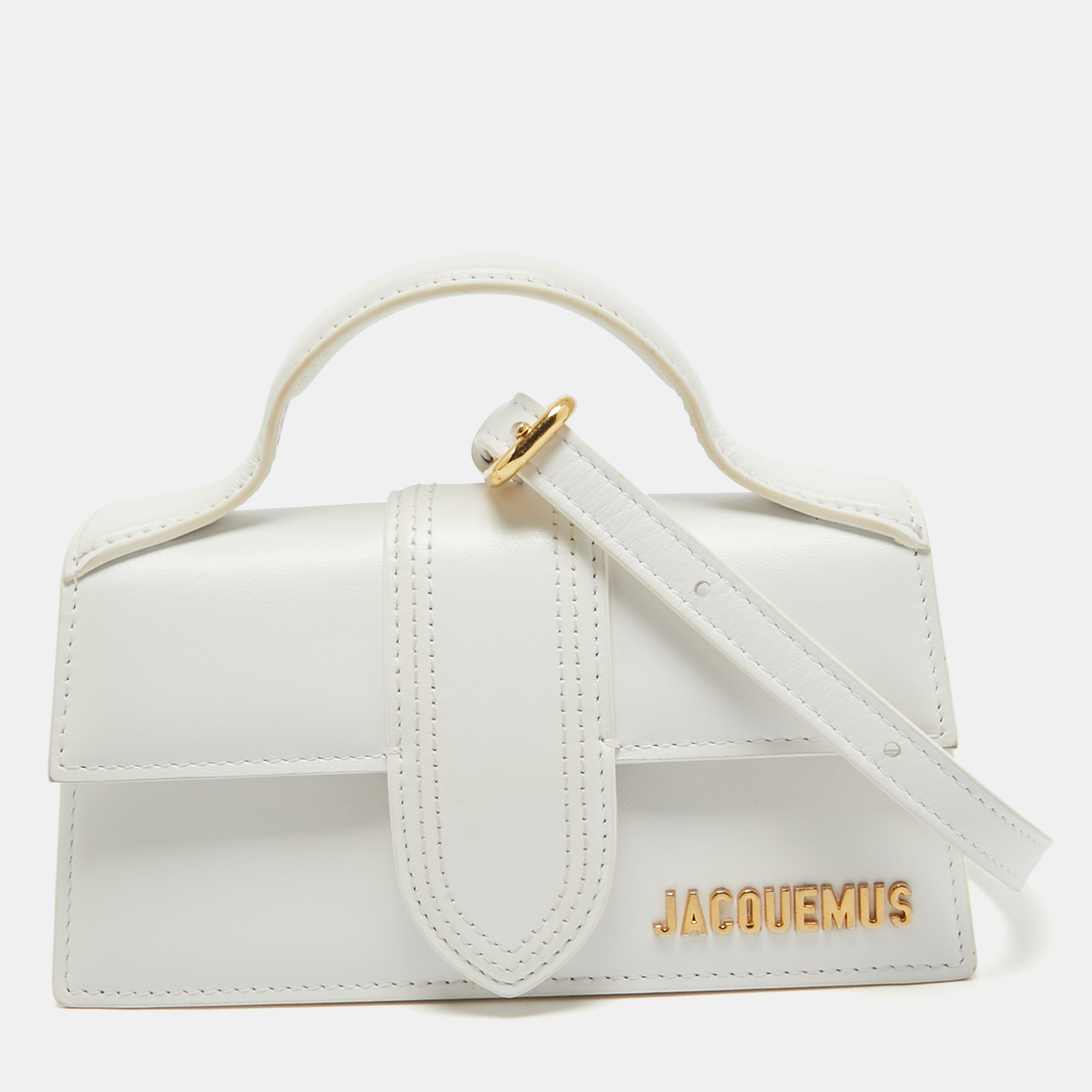 Jacquemus white leather mini le bambino top handle bag