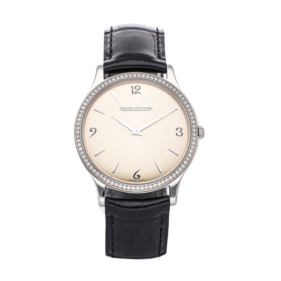 Jaeger LeCoultre Champagne Diamonds Stainless Steel Master Ultra Thin Q1458501 Women's Wristwatch 35 MM