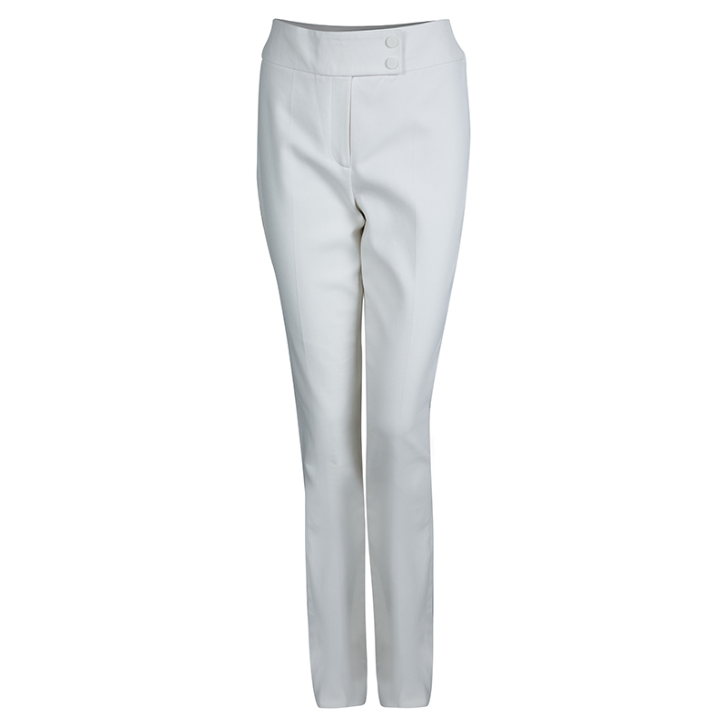 Image of Jason Wu Off White Cotton Twill Straight Fit Trousers S