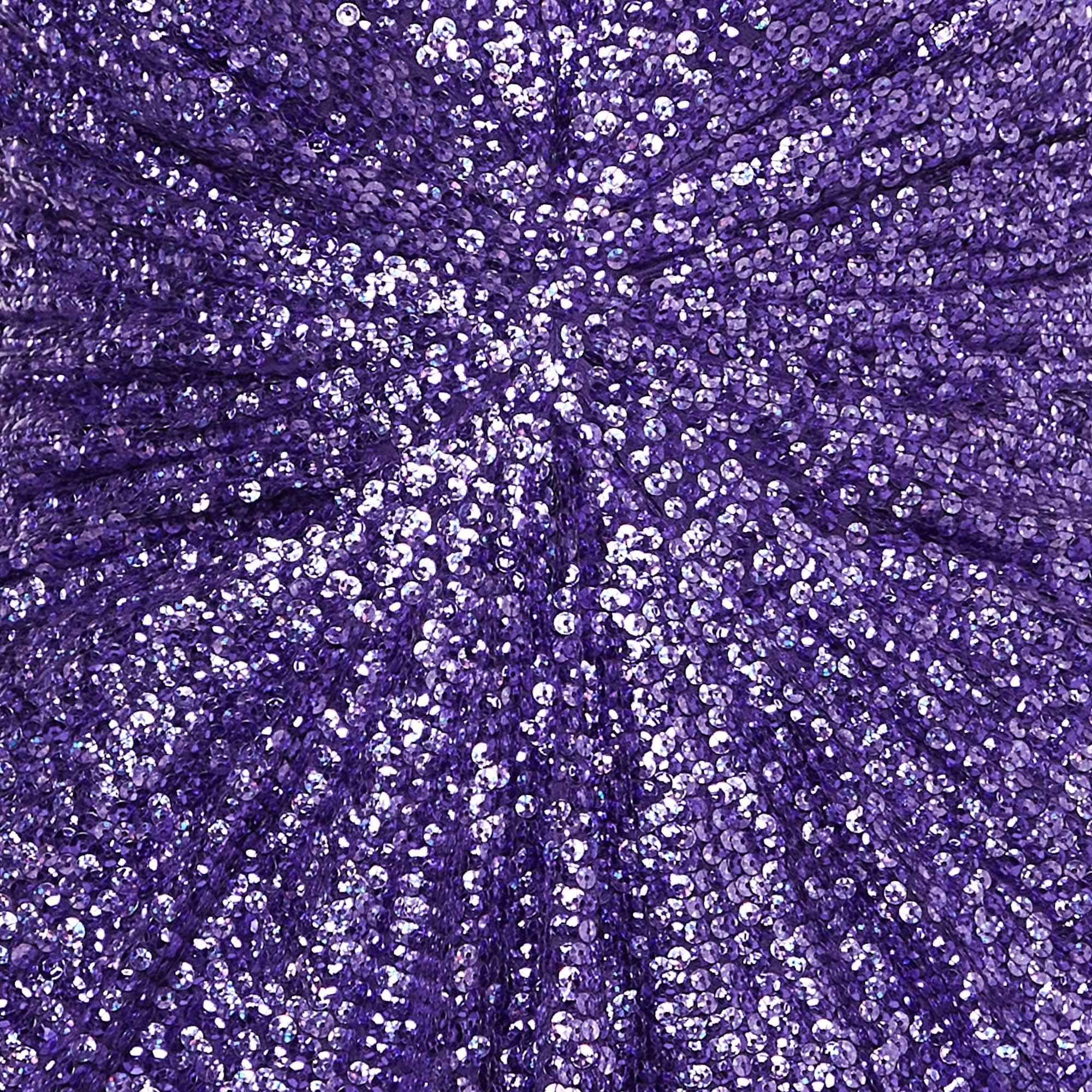 Jenny Packham Purple Sequin Halter Neck Gown M