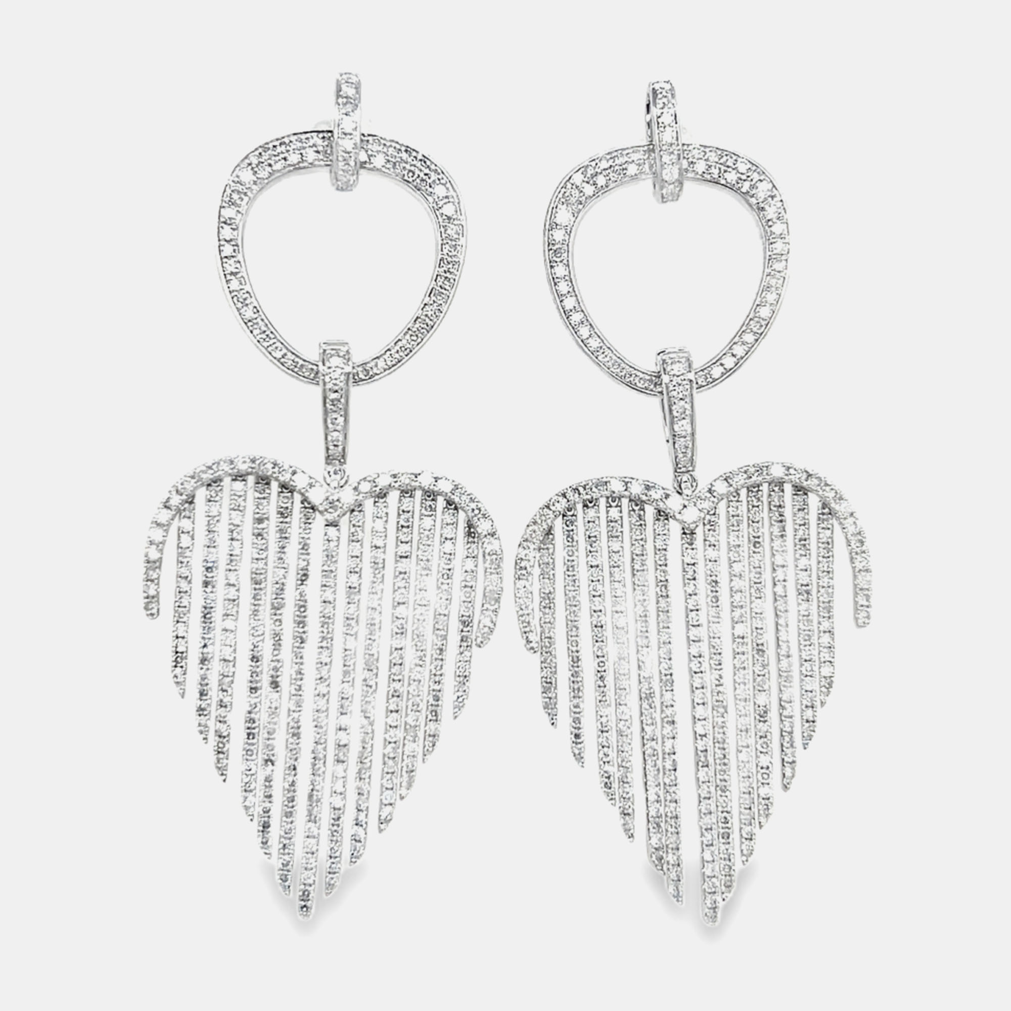 14K White Gold Heart Breaker Diamond Dangle Earring (4.30ctw)