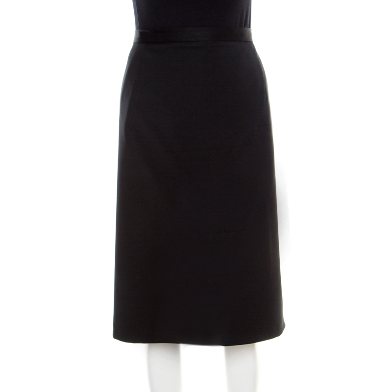 Image of Jil Sander Black Stretch Wool Pencil Skirt XL