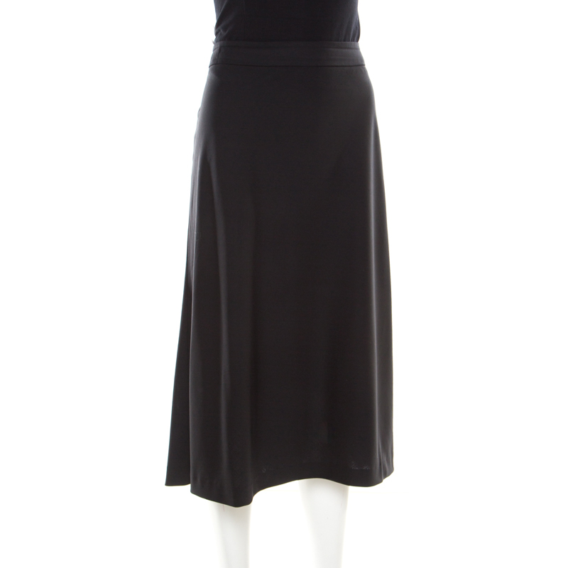 Jil Sander Black Wool A-Line Skirt L