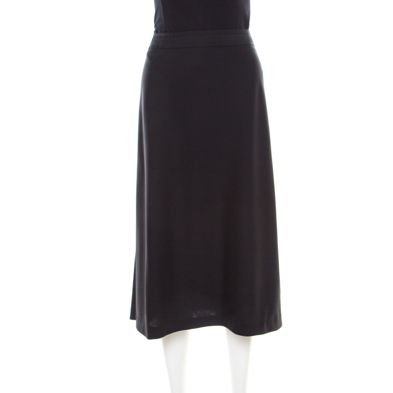 Image of Jil Sander Black Wool A-Line Skirt L
