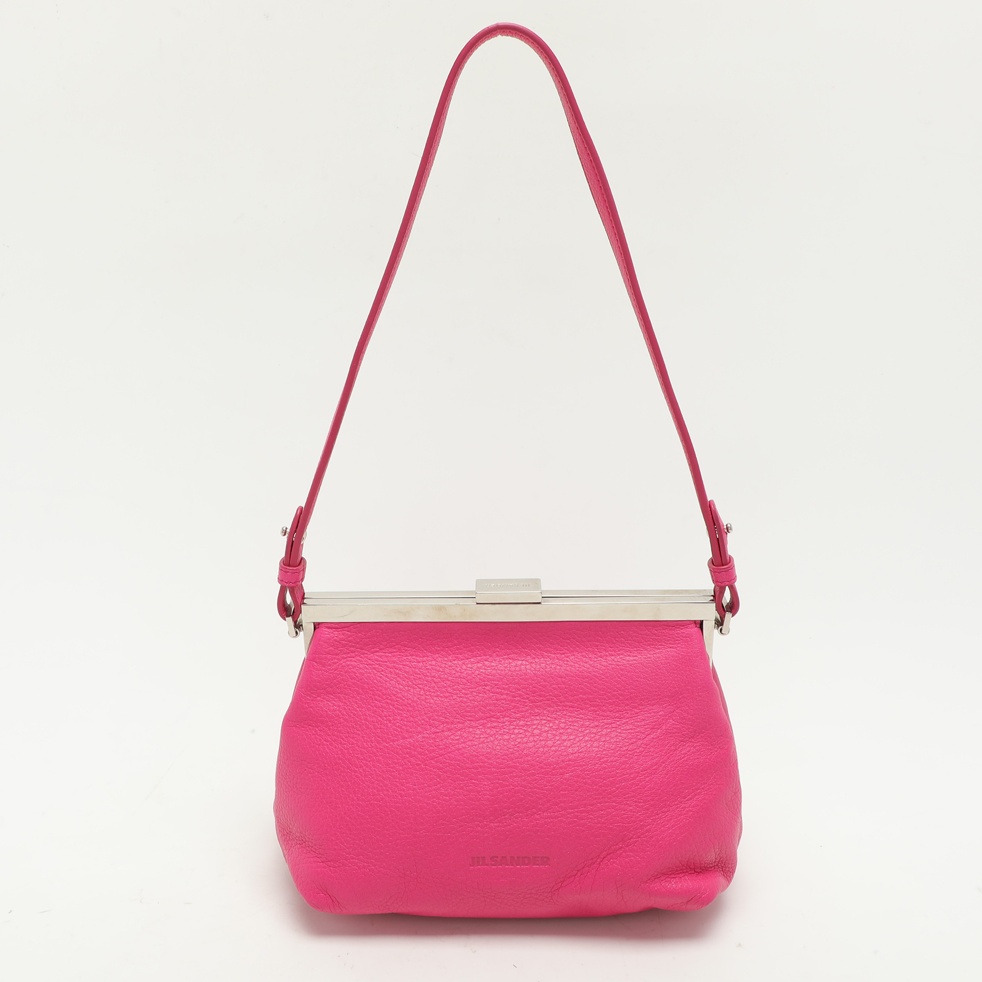 Jil Sander Pink Leather Baguette Shoulder Bag