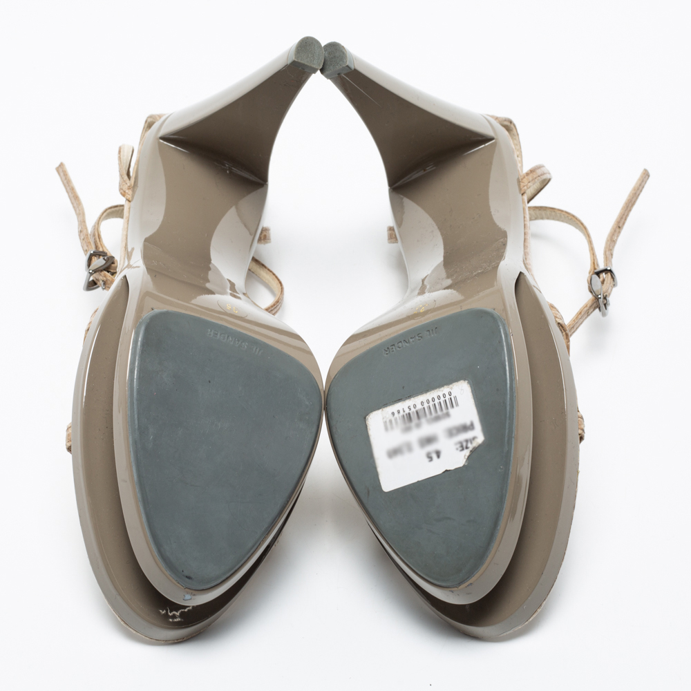 Jil Sander Grey Leather Ankle Strap Sandals Size 35