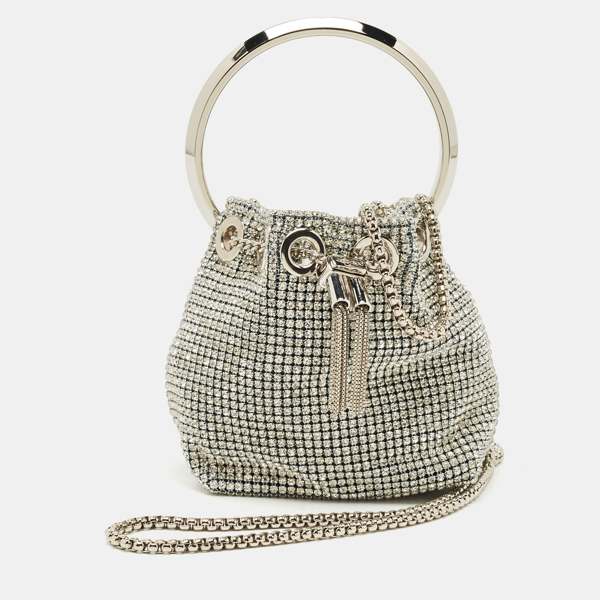 Jimmy Choo Silver Crystal Embellished Micro Bon Bon Bucket Bag, Blue
Jimmy Choo Silver Crystal Embellished Micro Bon Bon Bucket Bag, Blue