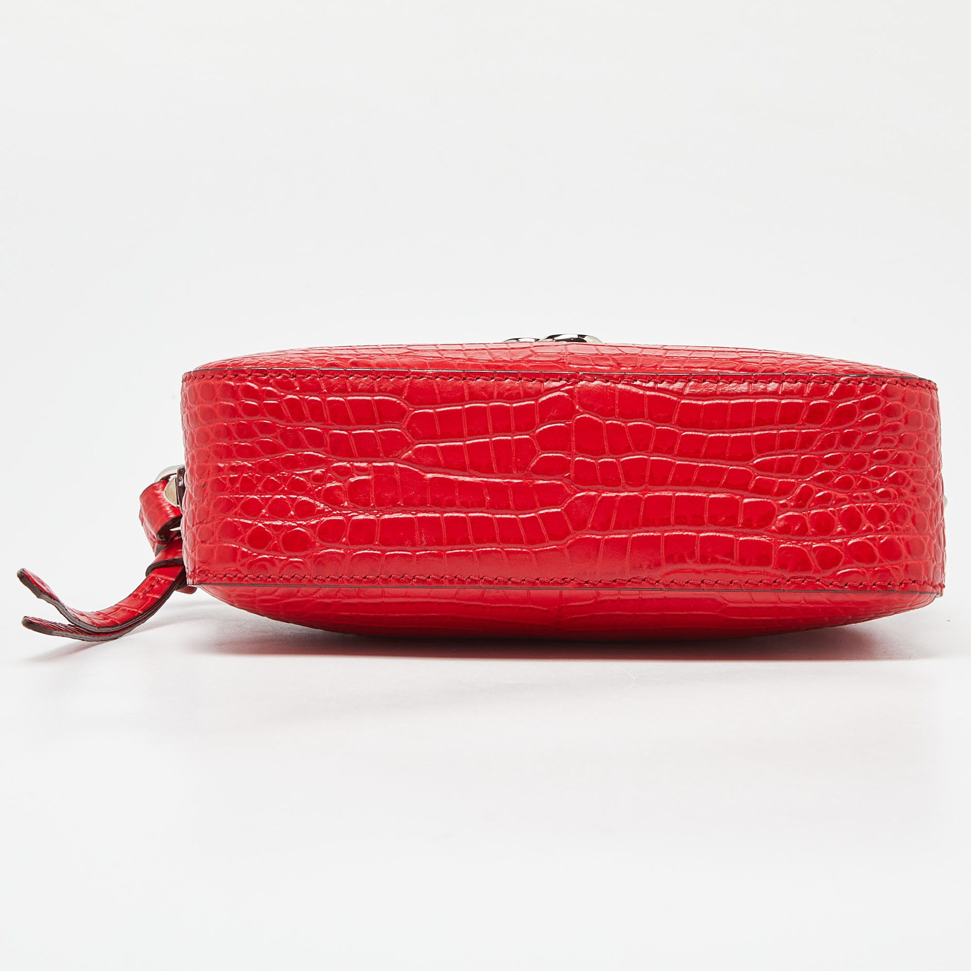 Jimmy Choo Red Croc Embossed Leather Varenne Camera Bag