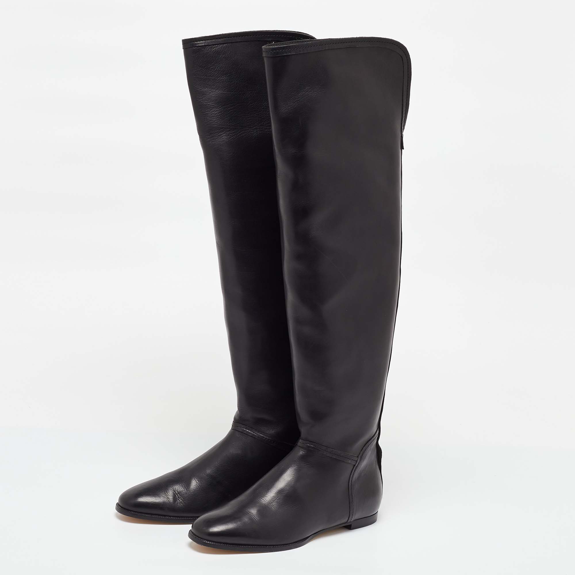 Jimmy Choo Black Leather Knee Length Boots Size 36