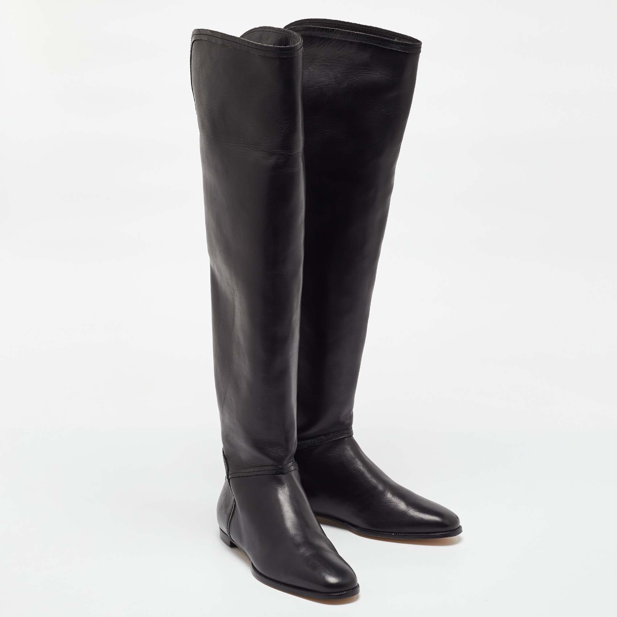 Jimmy Choo Black Leather Knee Length Boots Size 36