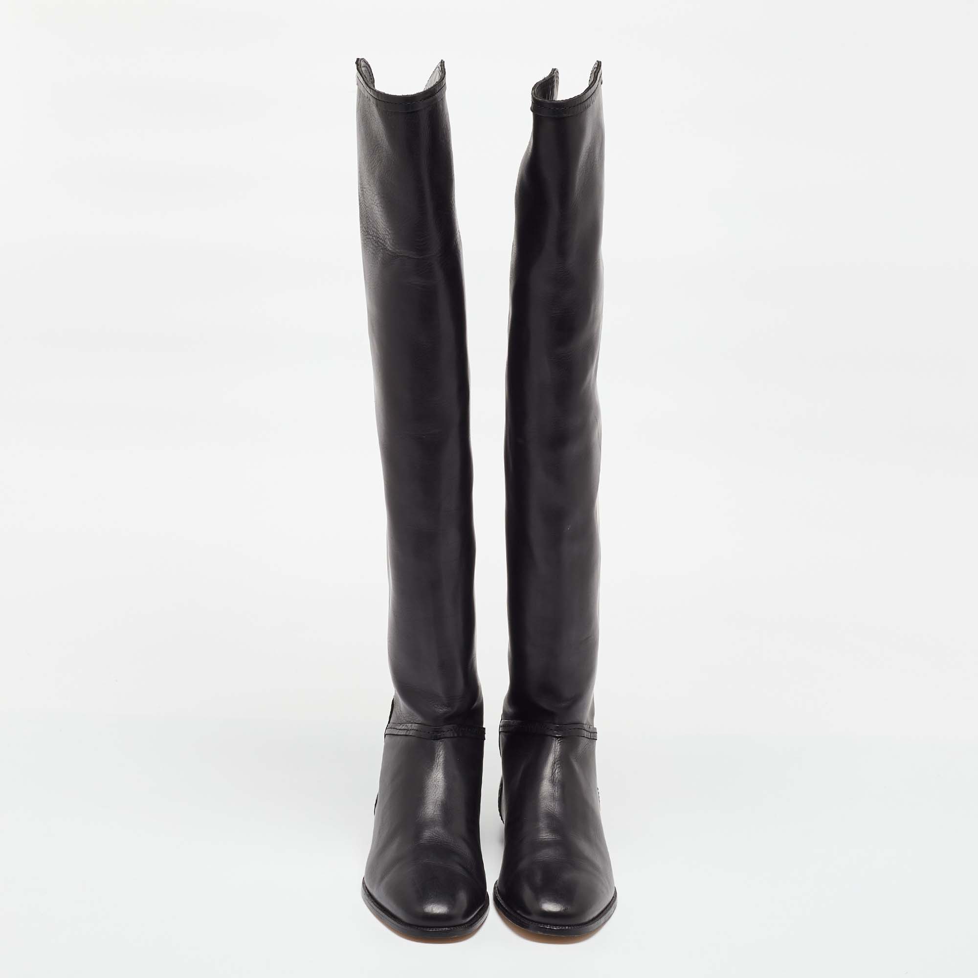 Jimmy Choo Black Leather Knee Length Boots Size 36