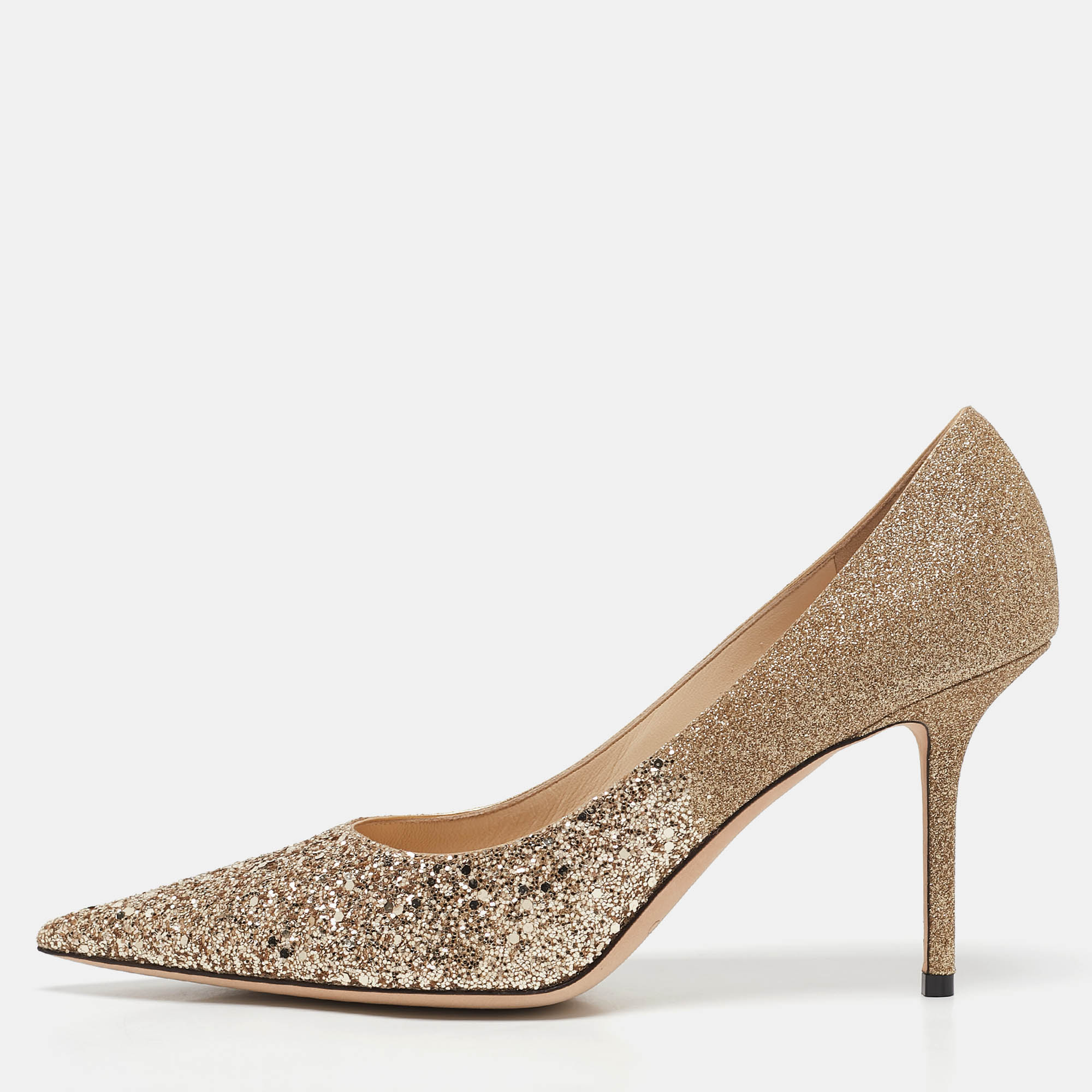 Jimmy Choo Gold Glitter Love Pumps Size 41