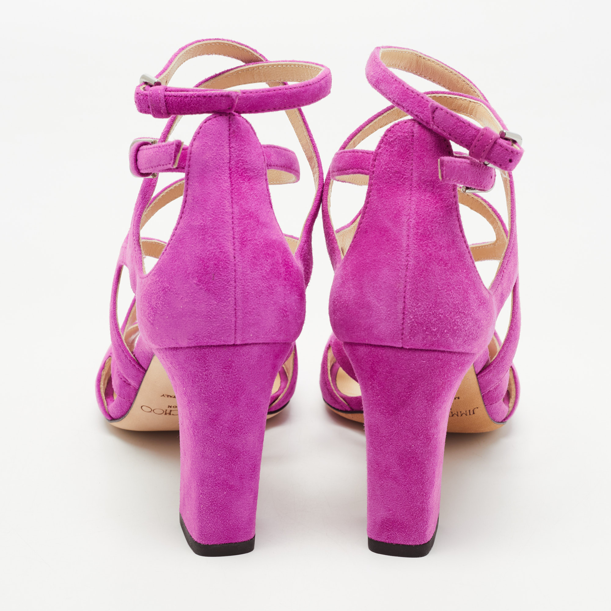 Jimmy Choo Purple Suede Dillan Caged Ankle Strap Sandals Size 36