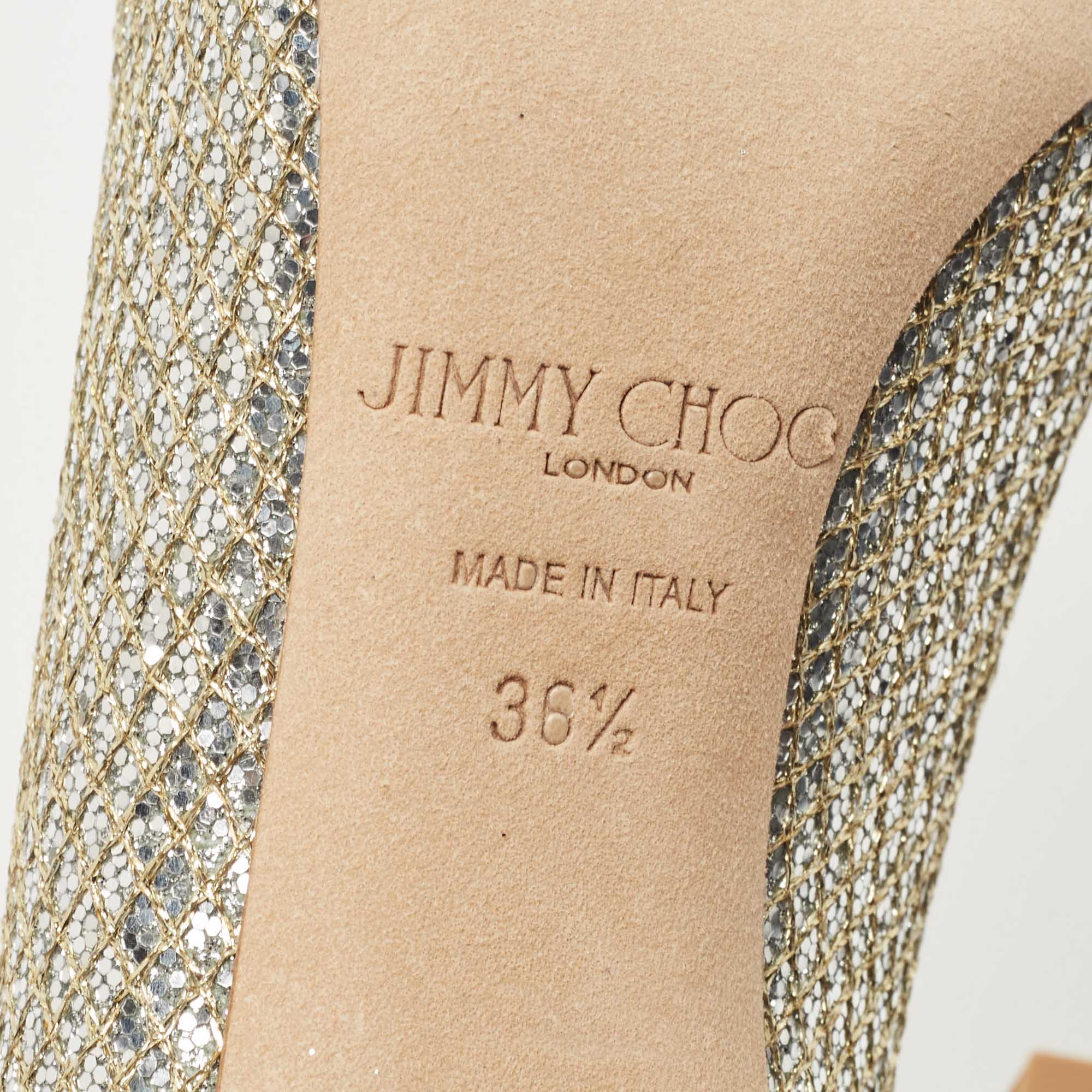 Jimmy Choo Silver Glitter Romy Pointed Toe Pumps Size 36.5